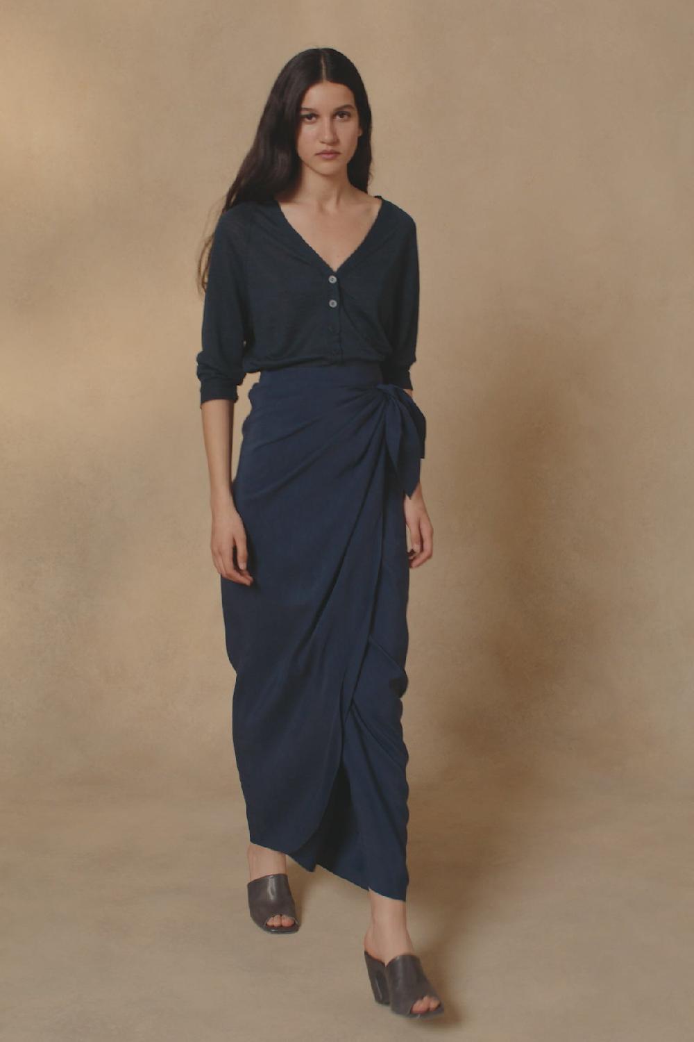 Cortana Rinen Cardigan En Lino Marino