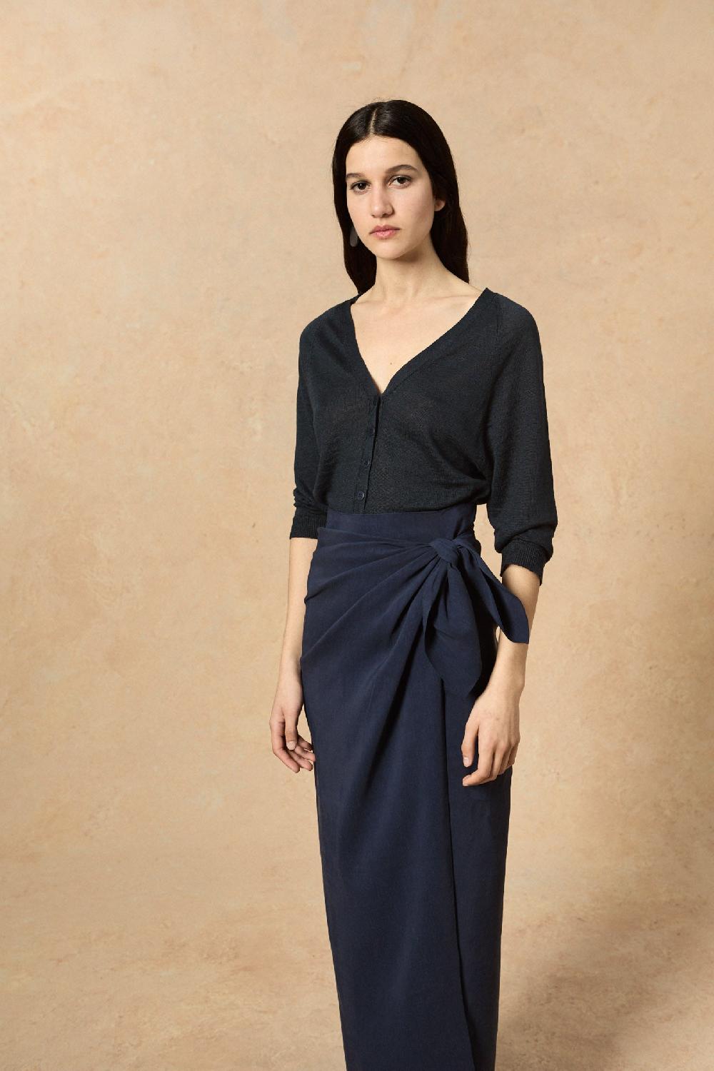 Cortana Rinen Cardigan En Lino Marino