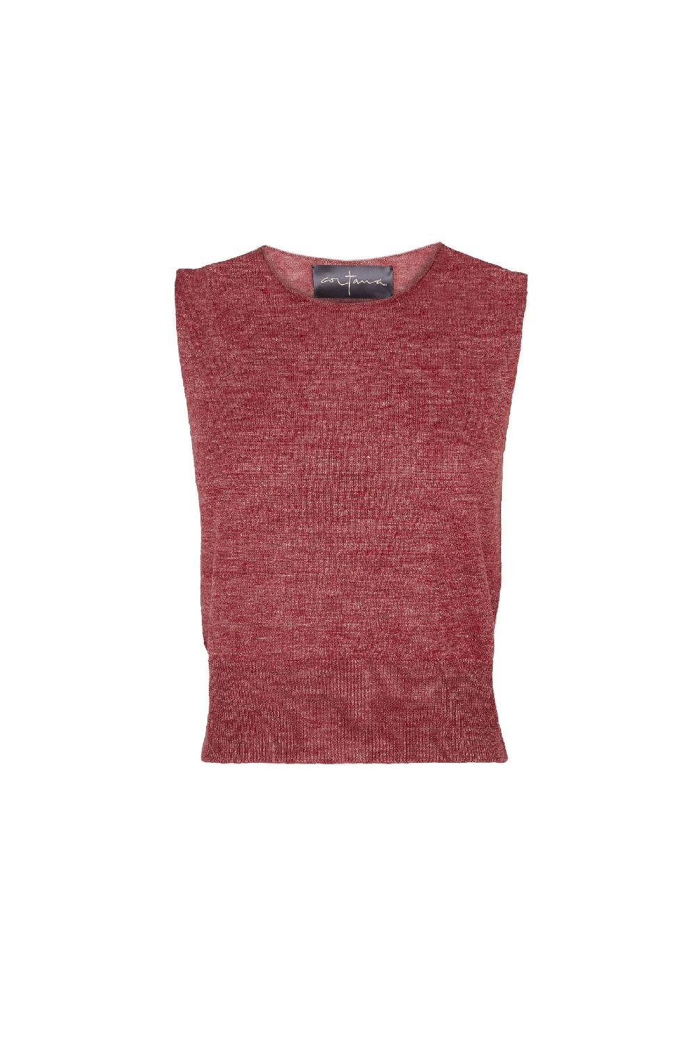 Cortana Rinen chaleco de punto de lino rojo oscuro