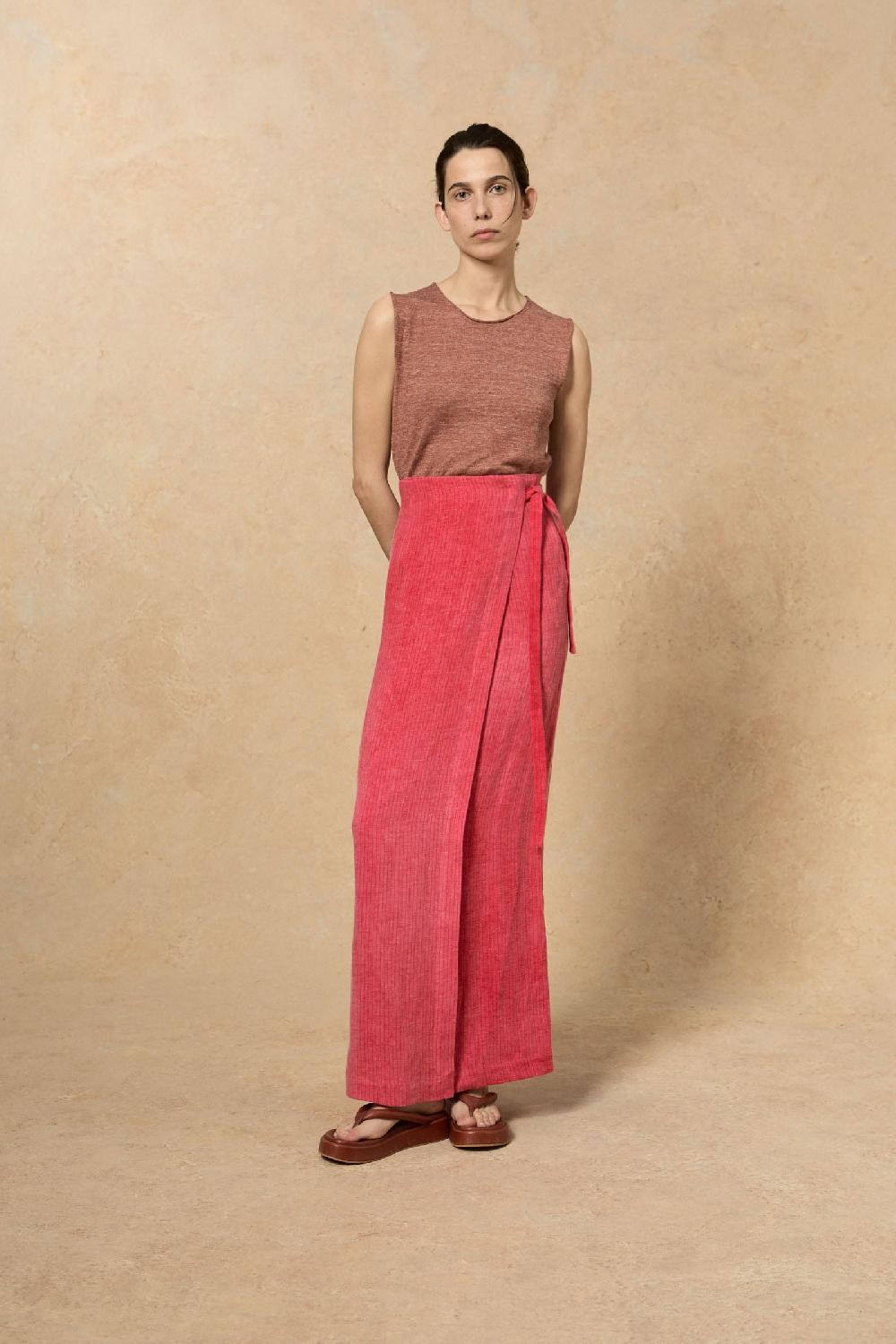 Cortana Rinen Chaleco En Punto De Lino Arcilla