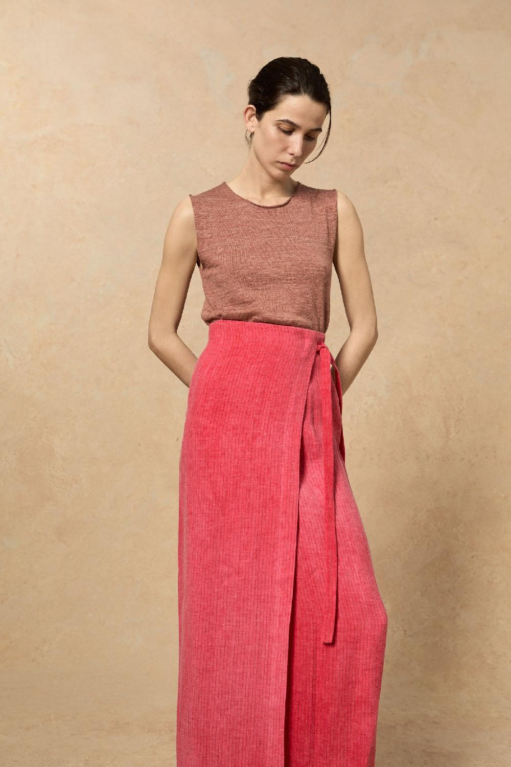 Cortana Rinen Chaleco En Punto De Lino Arcilla