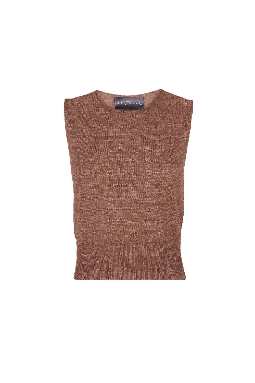 Cortana Rinen chaleco en punto de lino arcilla