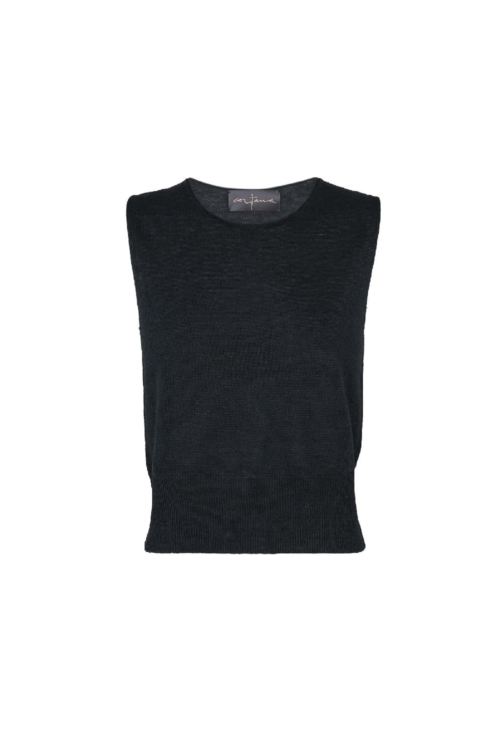 Cortana Rinen chaleco en punto de lino marino