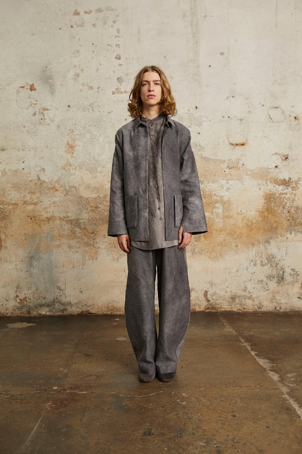 Cortana Rocco Pantalon En Lino Y Lana Virgen Gris