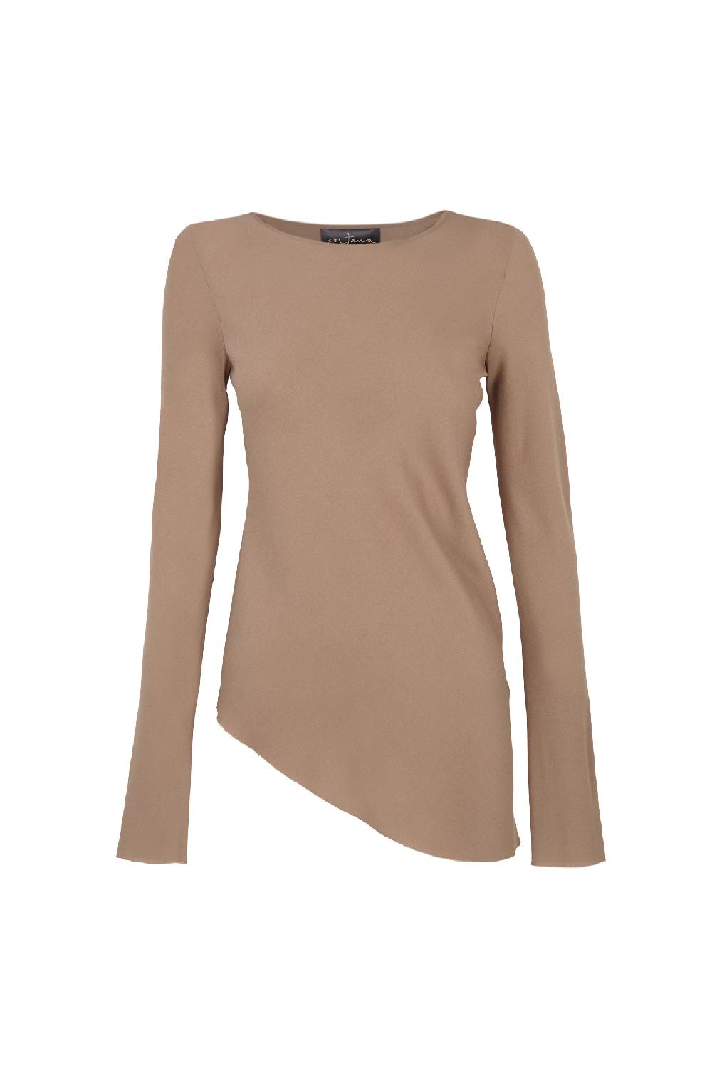 Cortana Sabrina top en seda stretch cocoa