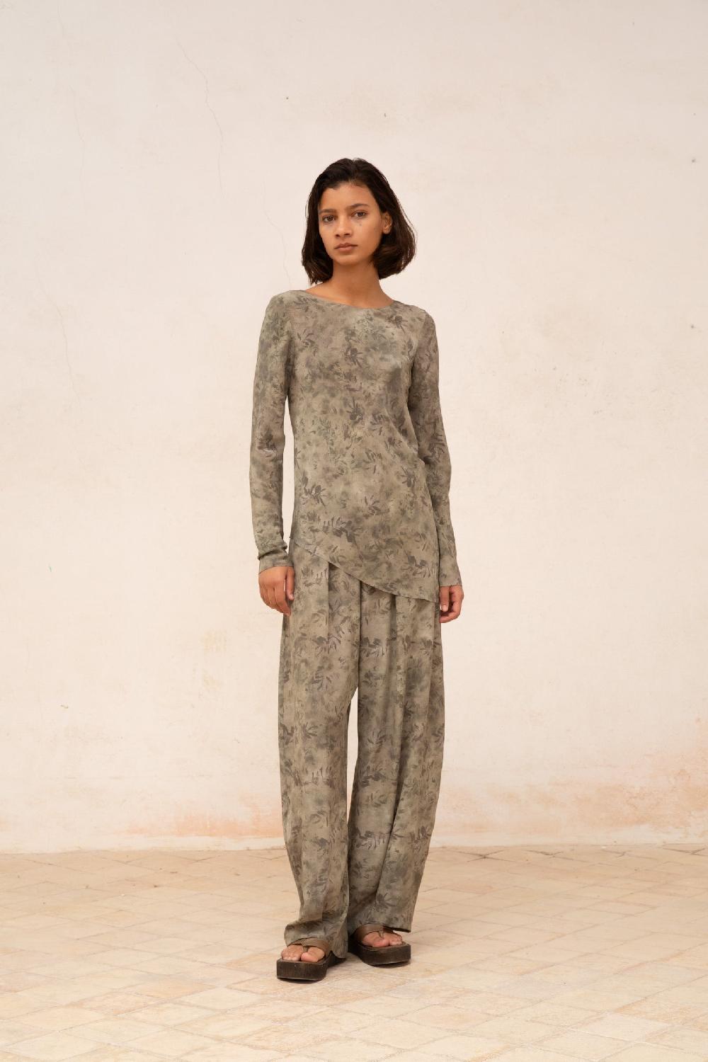 Cortana Salma Top En Seda Herba Print