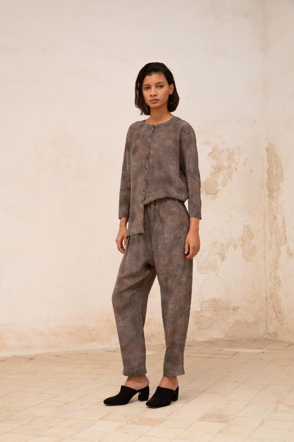 Cortana Selenita Camisa En Seda Dejavu Print