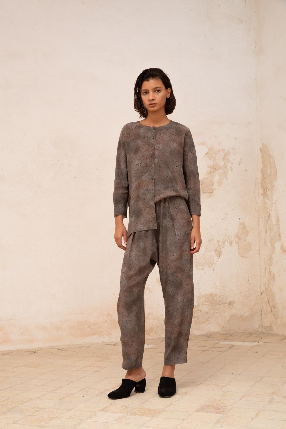 Cortana Selenita Pantalon En Seda Dejavu Print