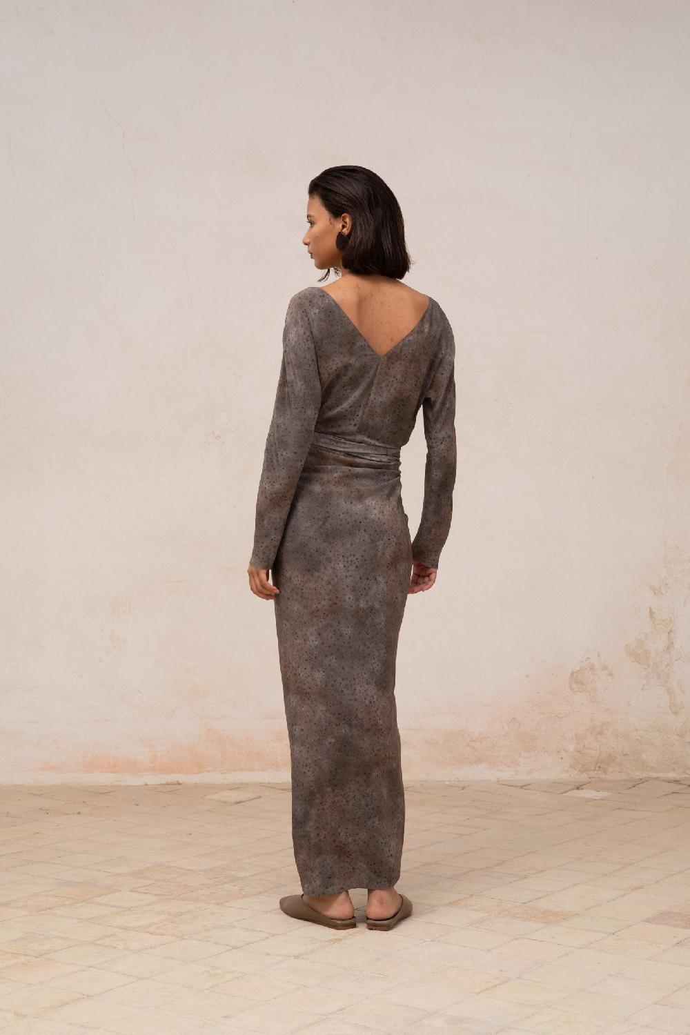 Cortana Selenita Vestido En Seda Dejavu Print