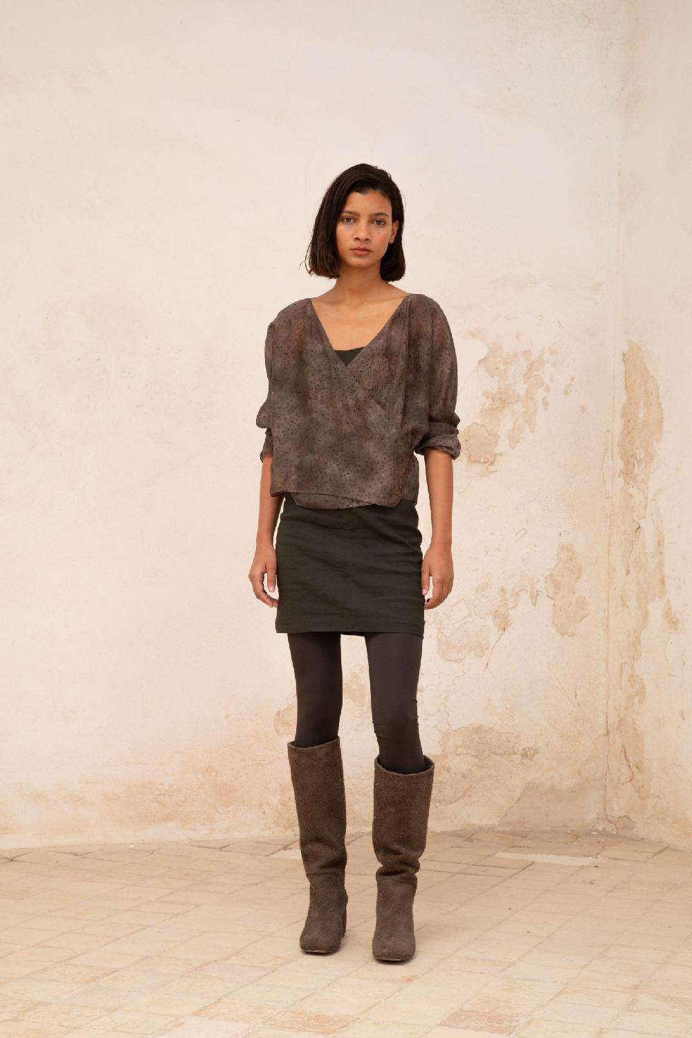 Cortana Sera Blusa En Seda Dejavu Print