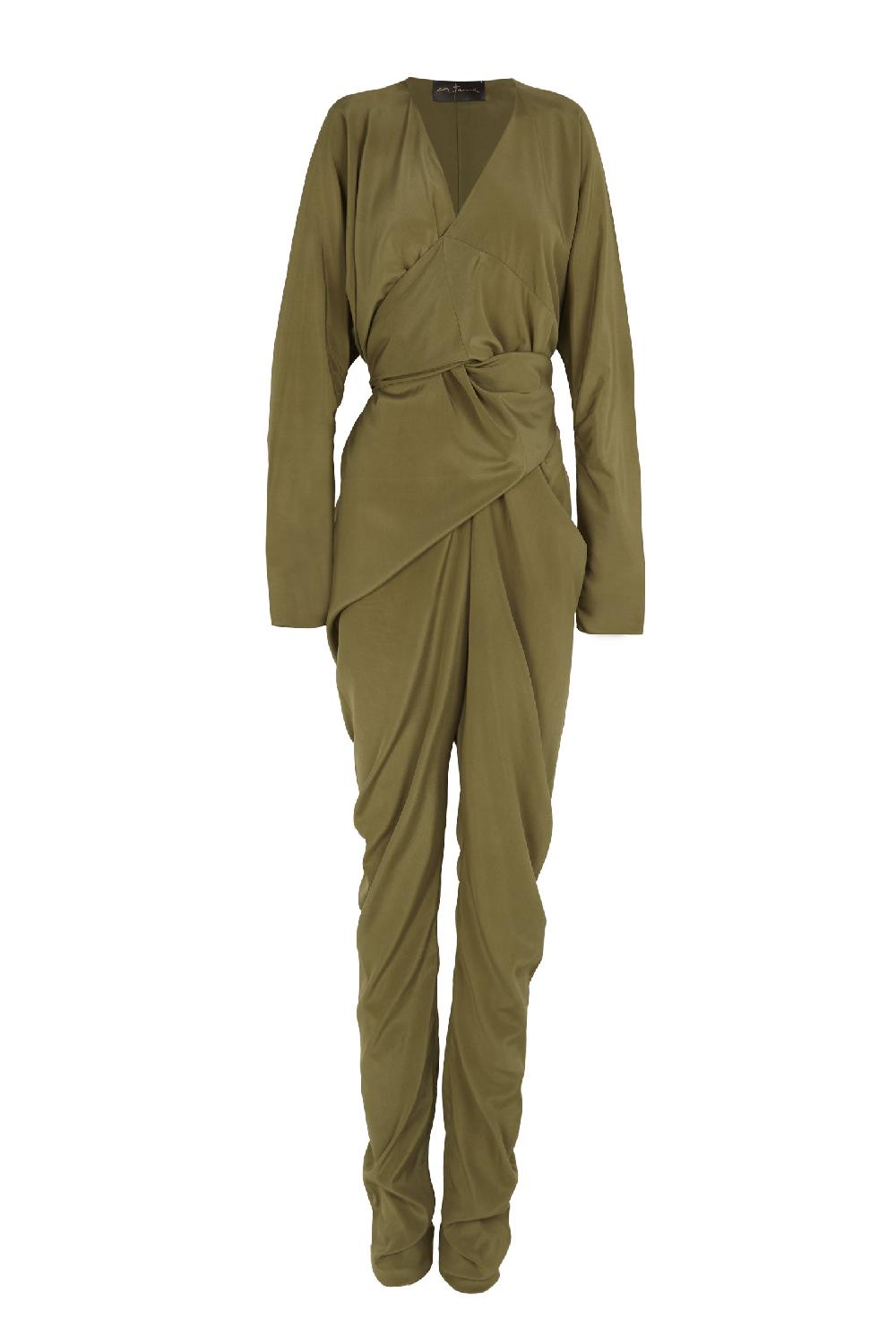 Cortana Serp mono de seda stretch verde oliva