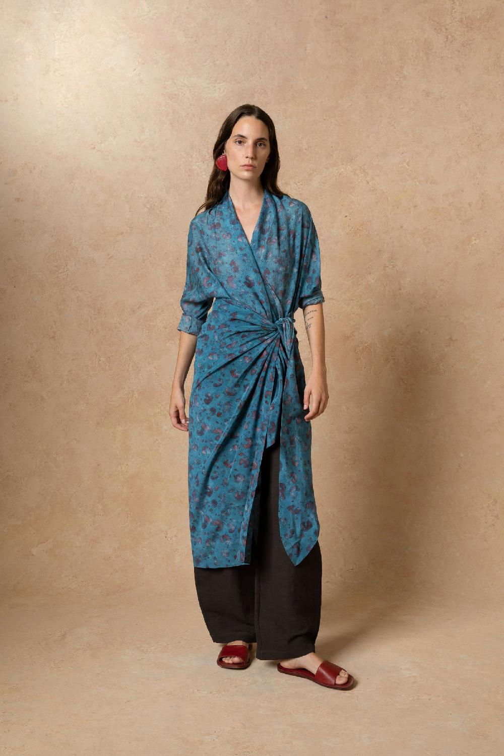 Cortana Sophia Blusa En Seda Isla Print