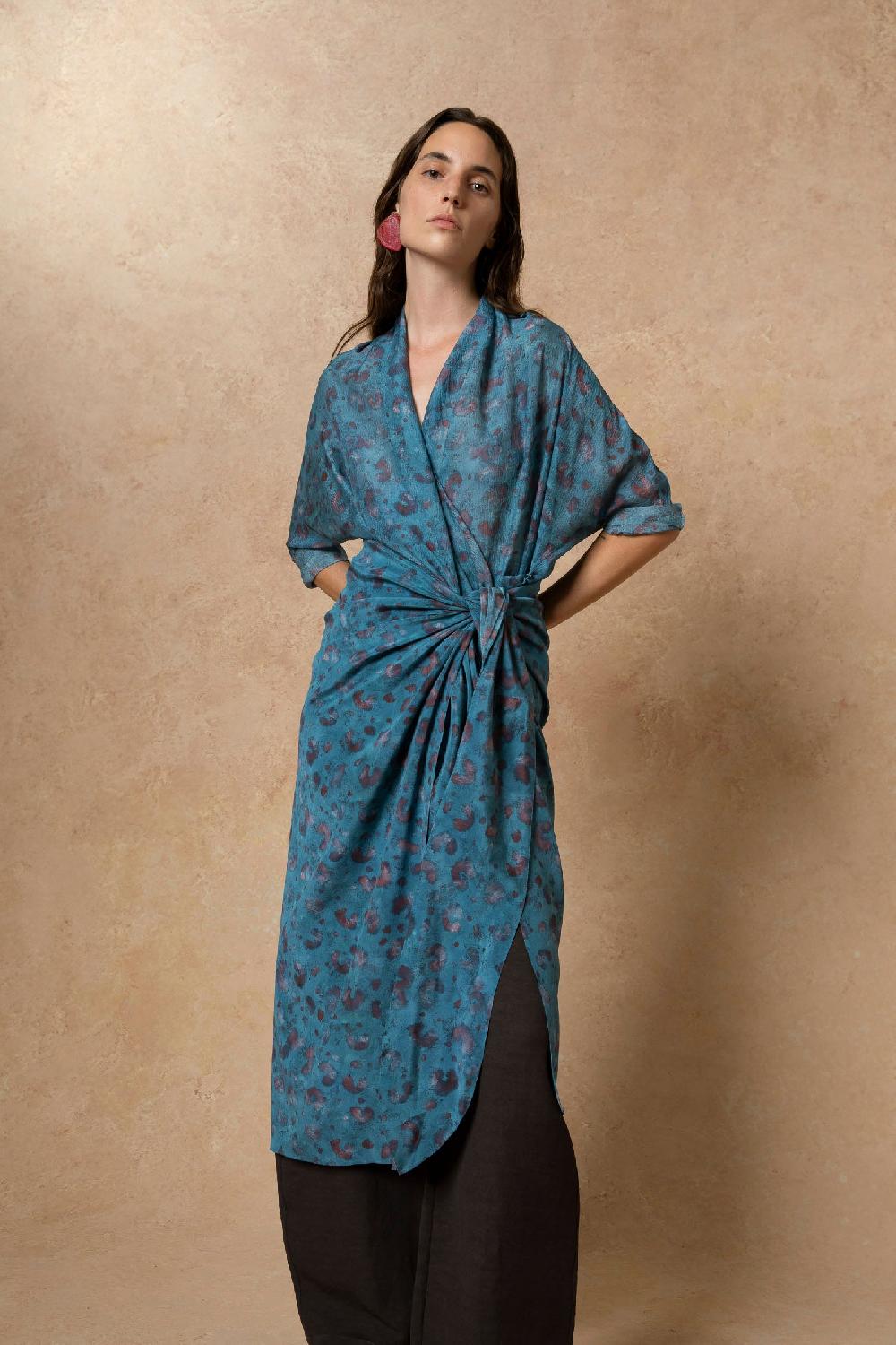 Cortana Sophia Blusa En Seda Isla Print