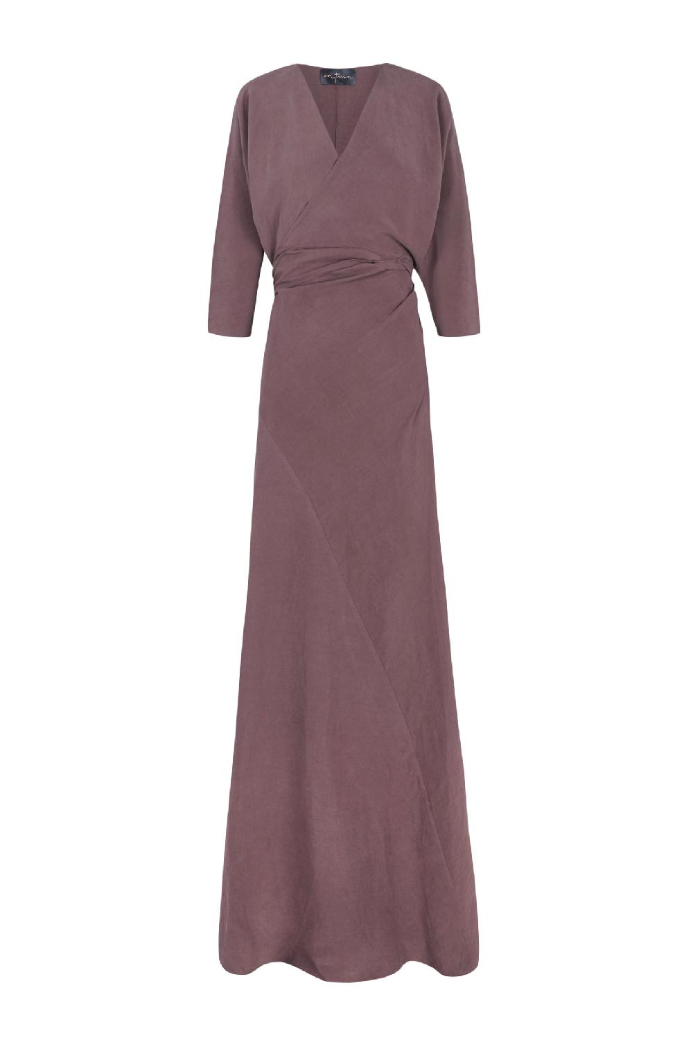 Cortana Tanami vestido largo en lino y seda lila