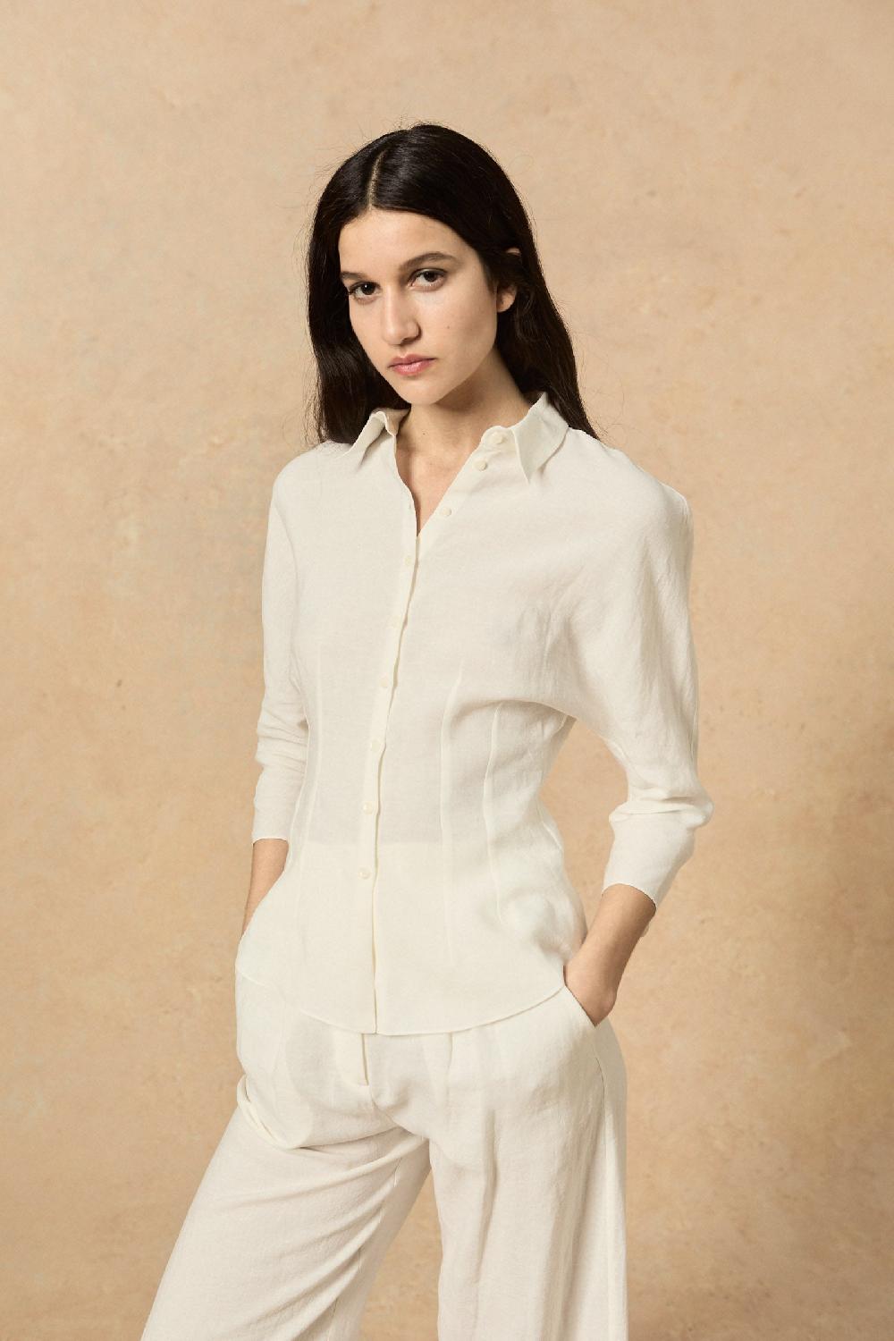 Cortana Theresa Camisa En Lino Crudo