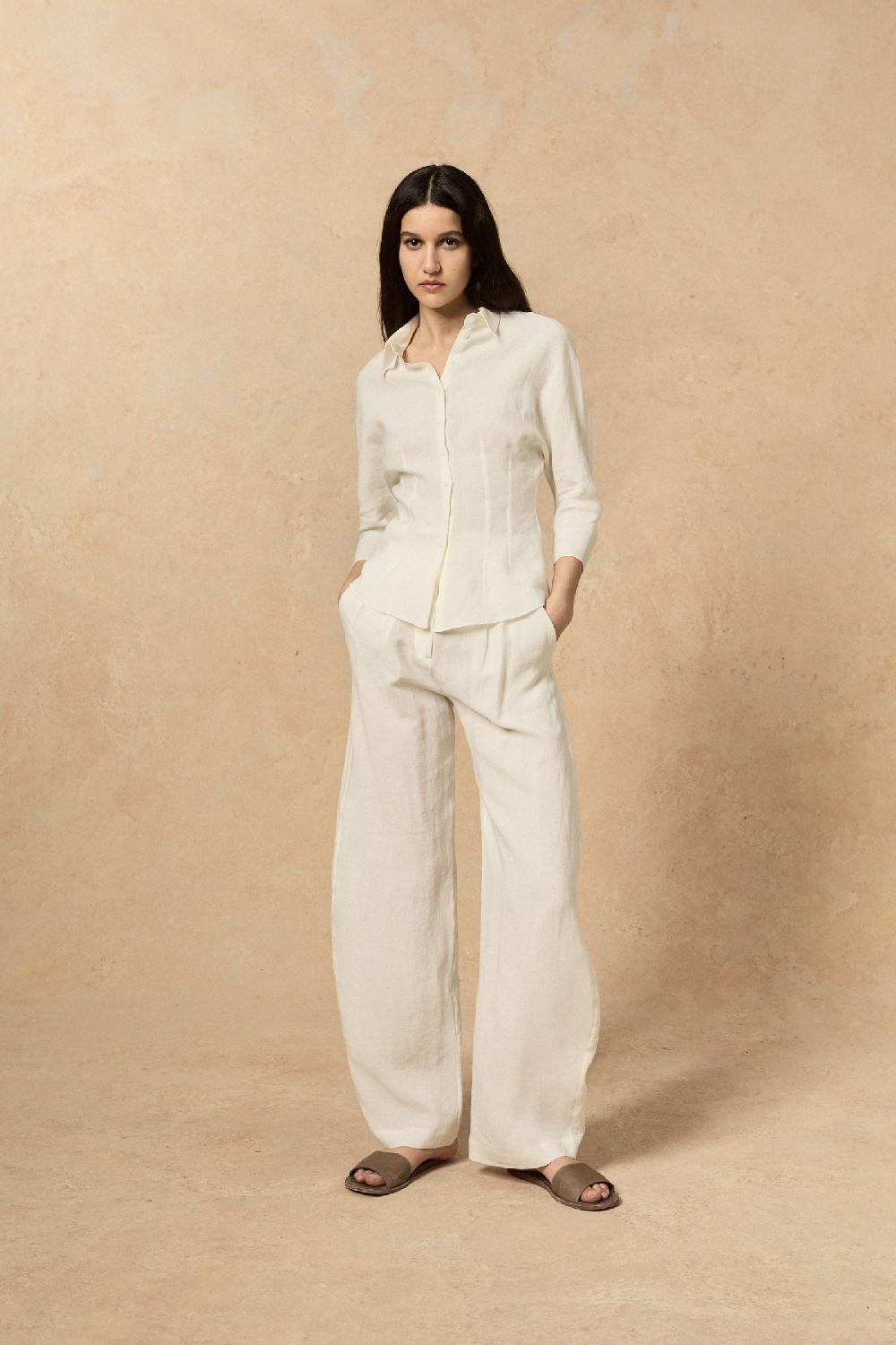 Cortana Theresa Camisa En Lino Crudo