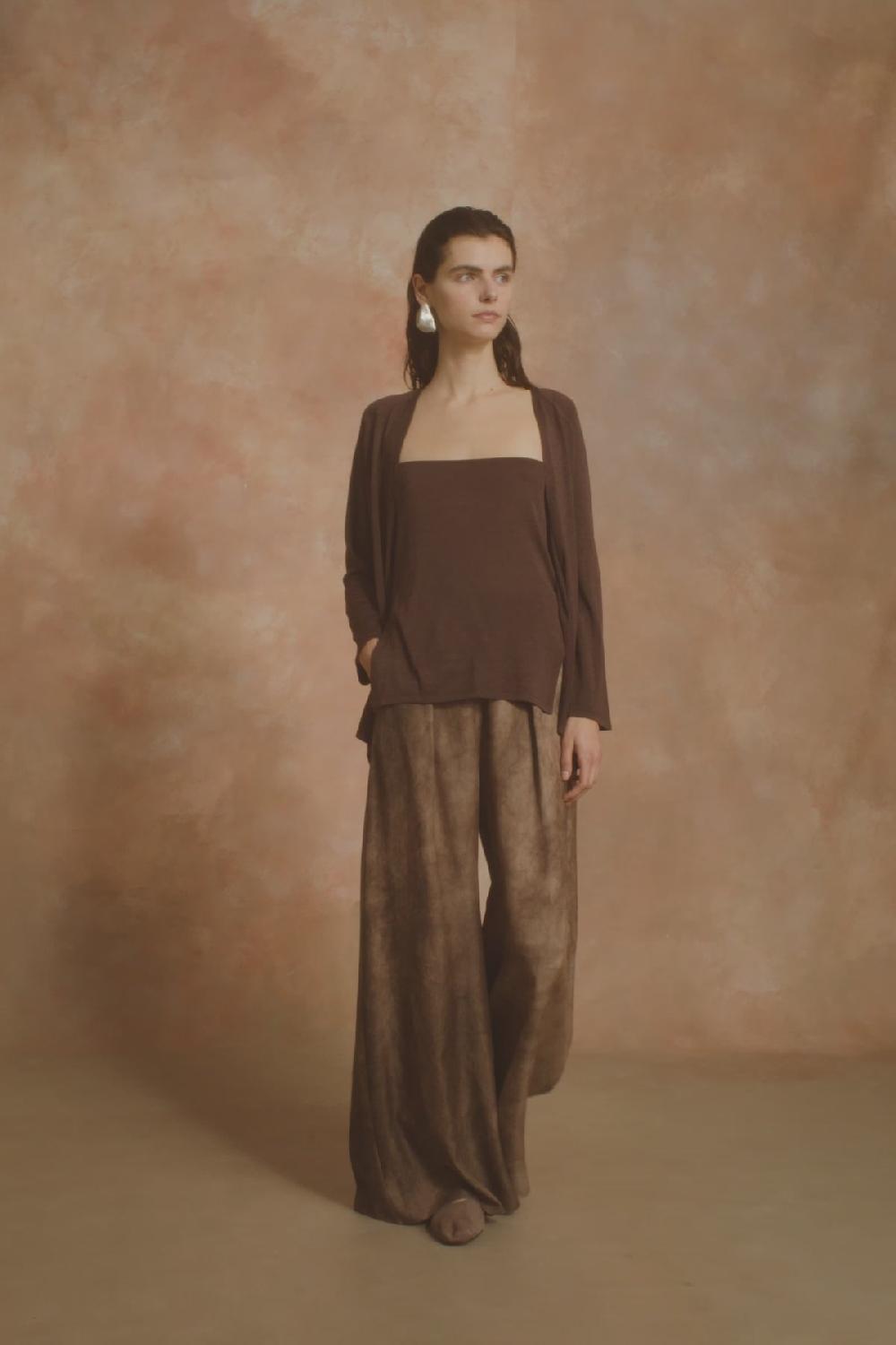 Cortana Tussa Cardigan De Punto De Seda Berenjena