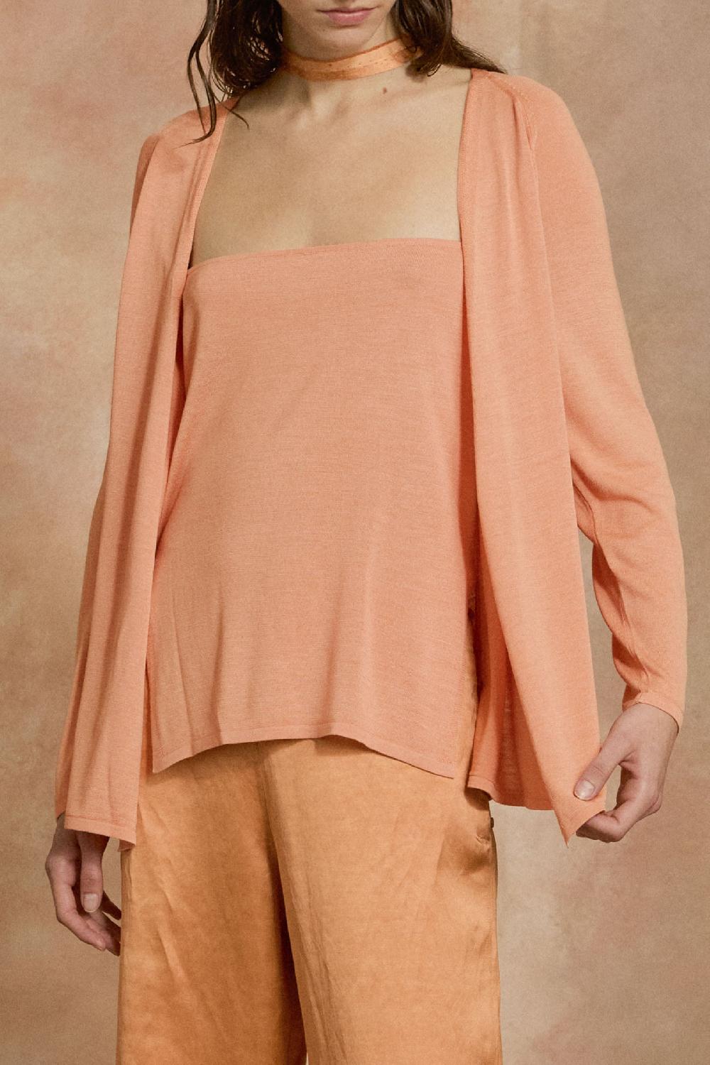 Cortana Tussa Cardigan De Punto De Seda Mandarina