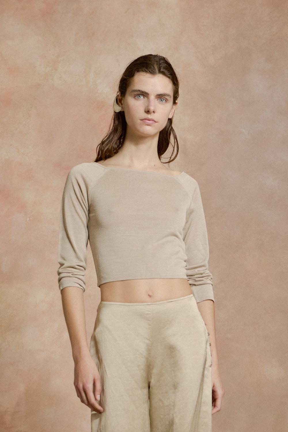 Cortana Tussa Top De Punto De Seda Nacar