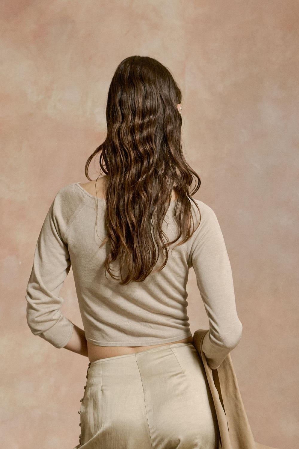 Cortana Tussa Top De Punto De Seda Nacar