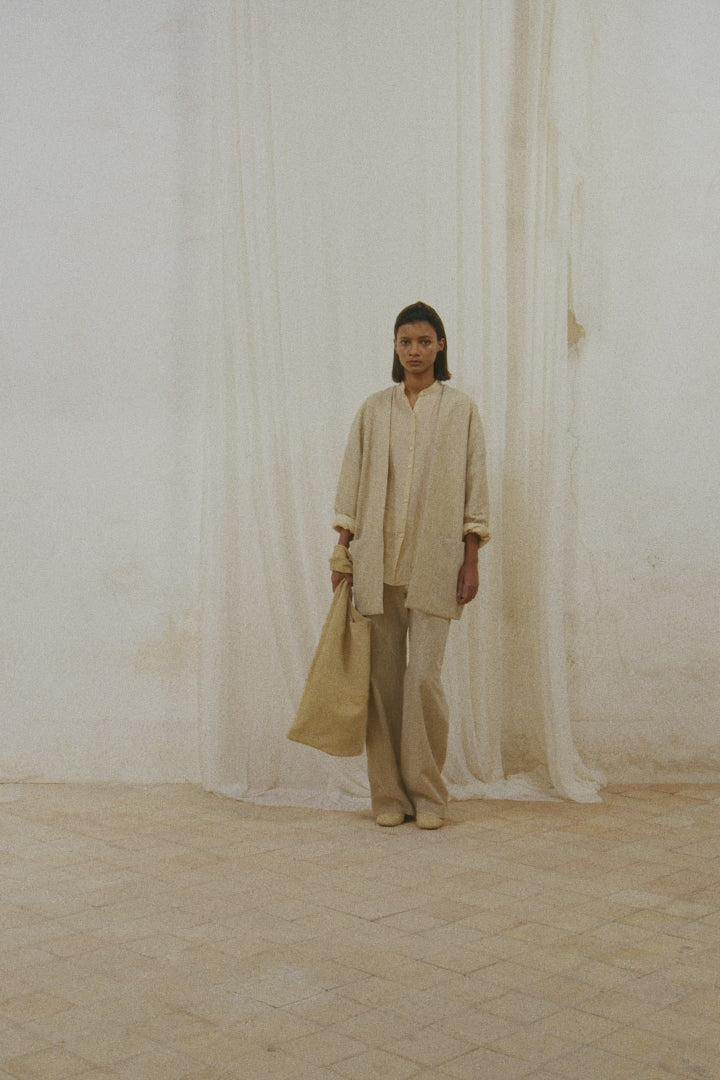 Cortana Una Chaqueta En Lana Y Lino Beige Melange