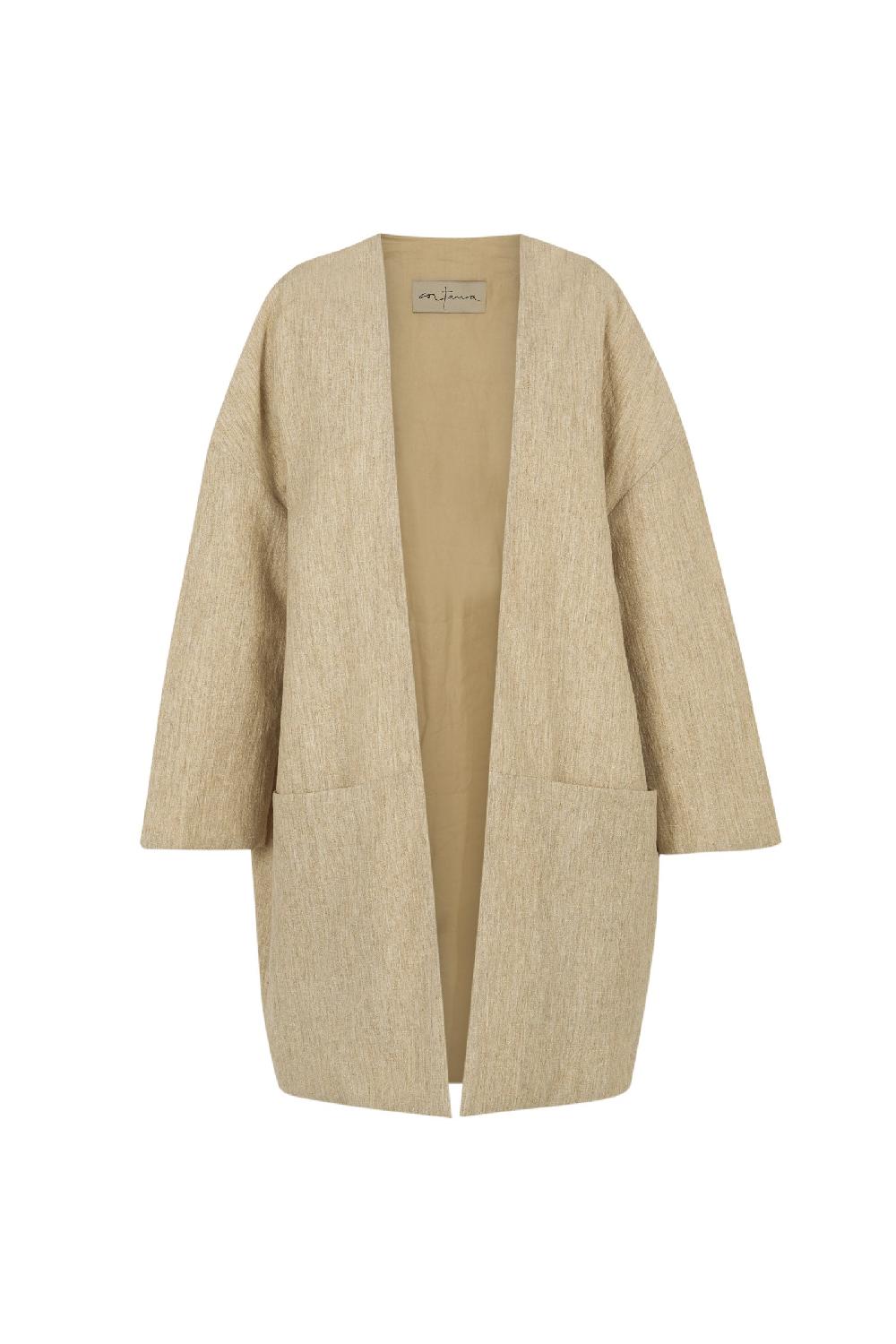 Cortana Una Chaqueta En Lana Y Lino Beige Melange