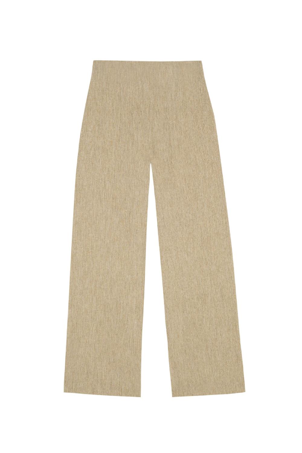 Cortana Una Pantalon En Lana Y Lino Beige Melange