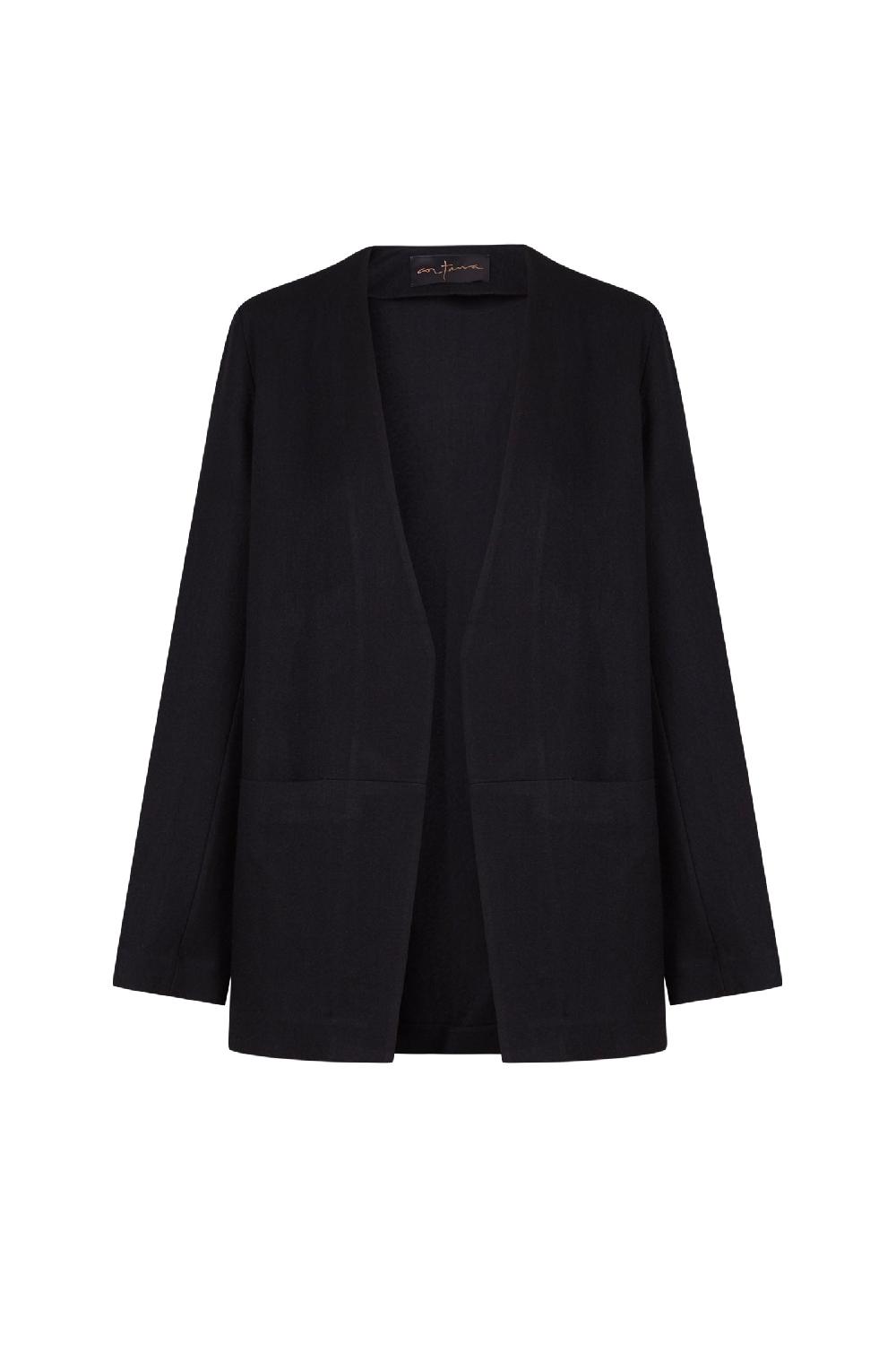 Cortana Viena chaqueta en lino y lana virgen negra