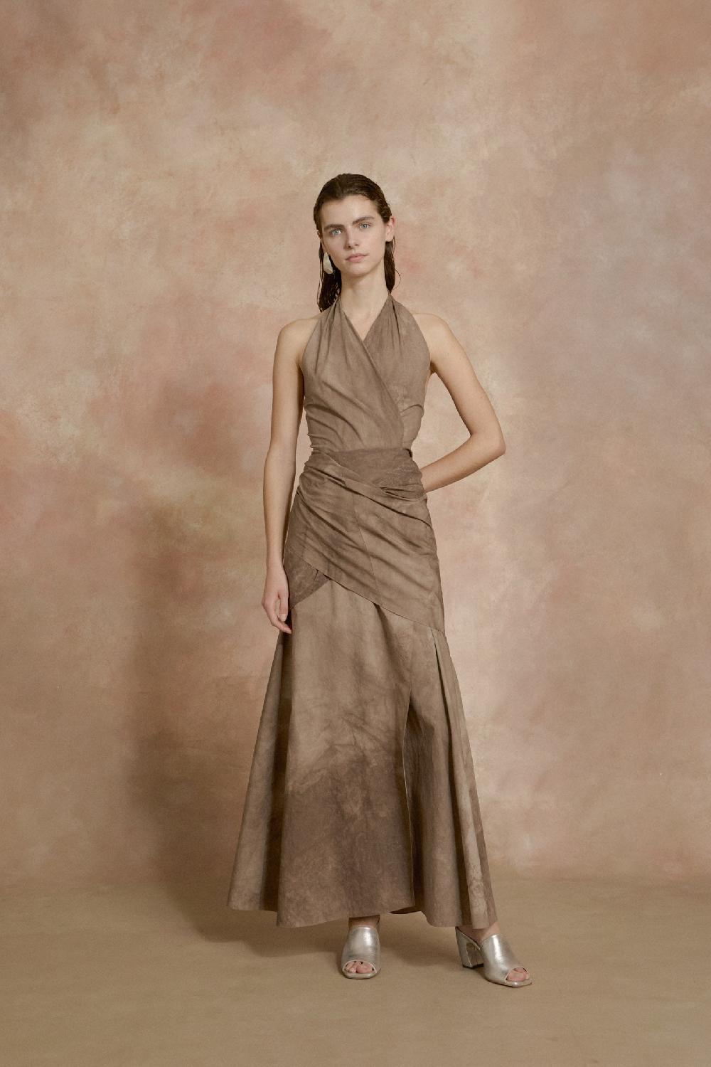 Cortana Yoko Vestido Halter Cacao Maltinto