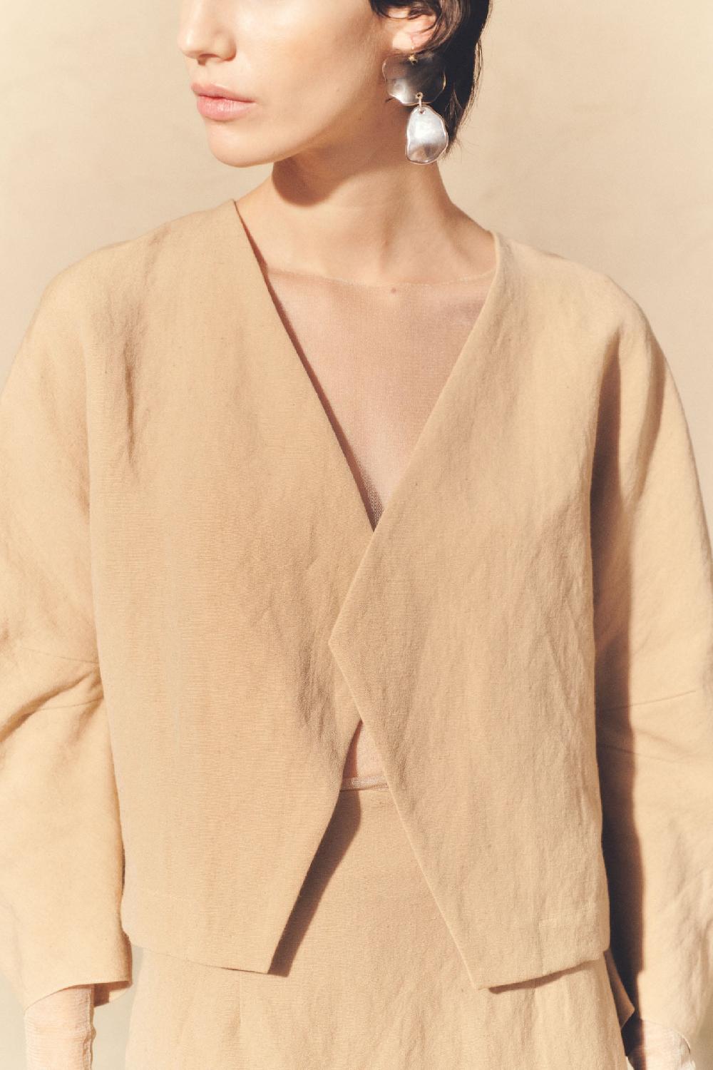 Cortana Dakota Chaqueta En Lino Y Lana Virgen Arena Rosa