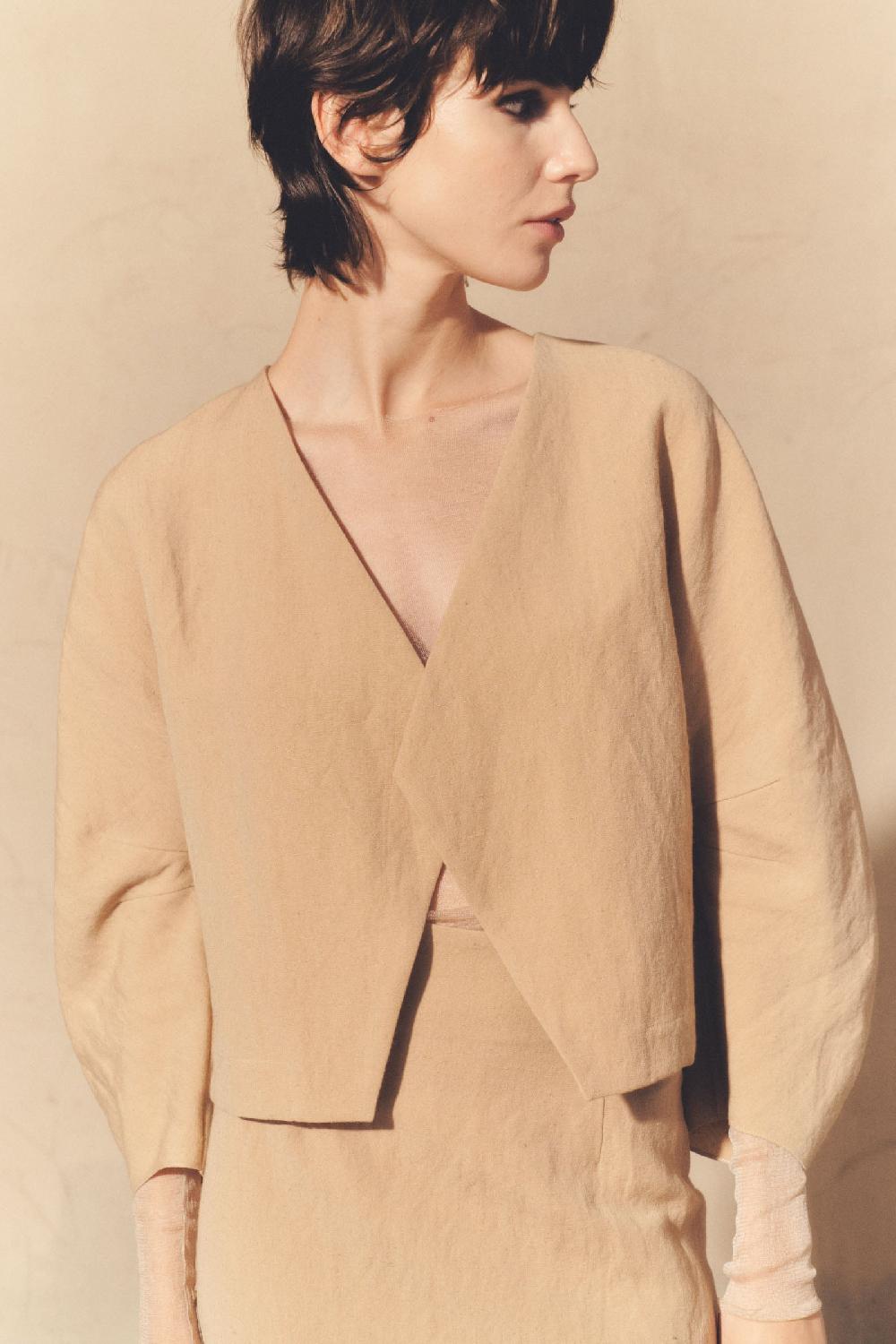 Cortana Dakota Chaqueta En Lino Y Lana Virgen Arena Rosa