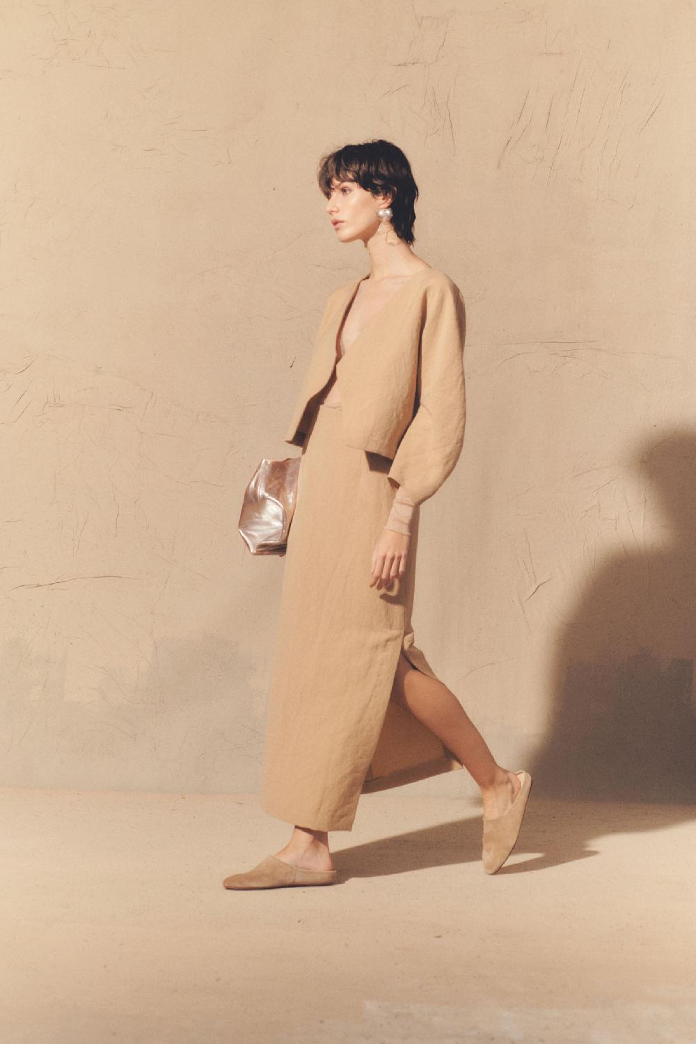 Cortana Dakota Chaqueta En Lino Y Lana Virgen Arena Rosa