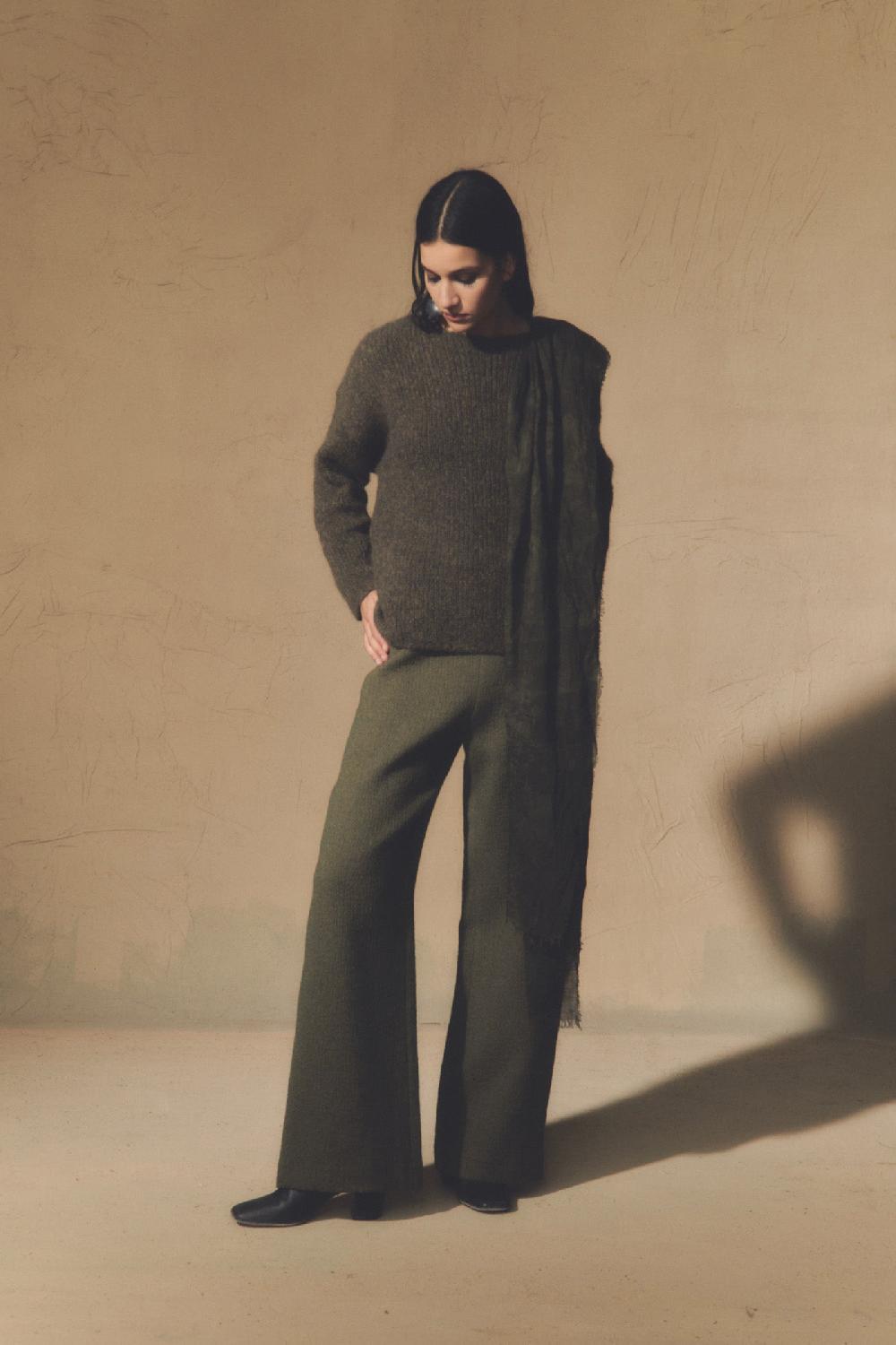 Cortana Dan Jersey Melange En Cachemir Y Seda Verde