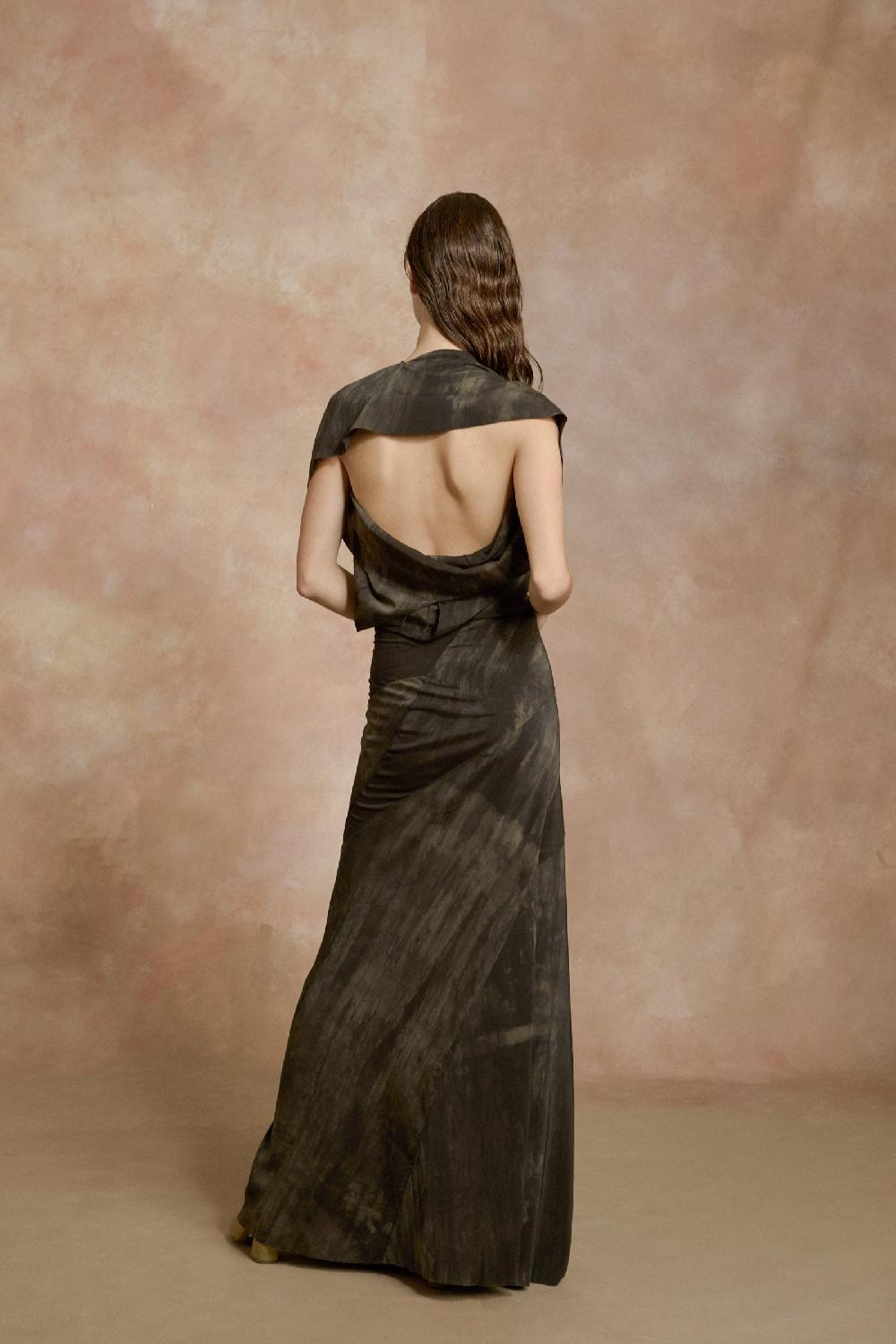 Cortana Dye Vestido Largo Transformable De Seda Stretch