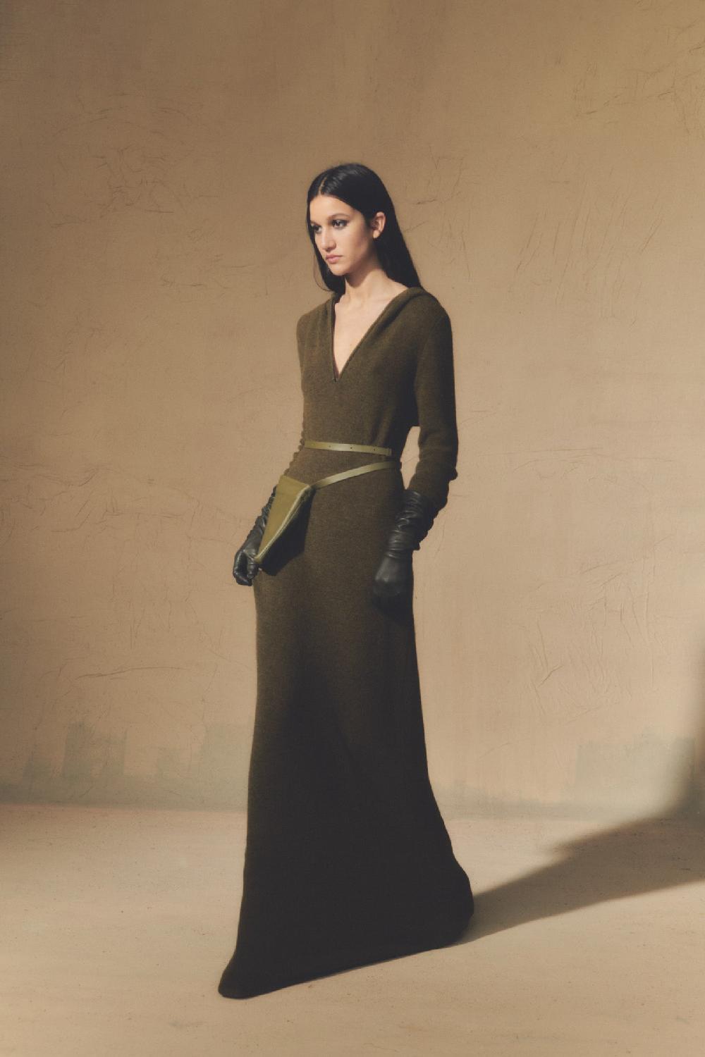 Cortana Elmer Vestido En Baby Alpaca Y Lana Merino Kaki