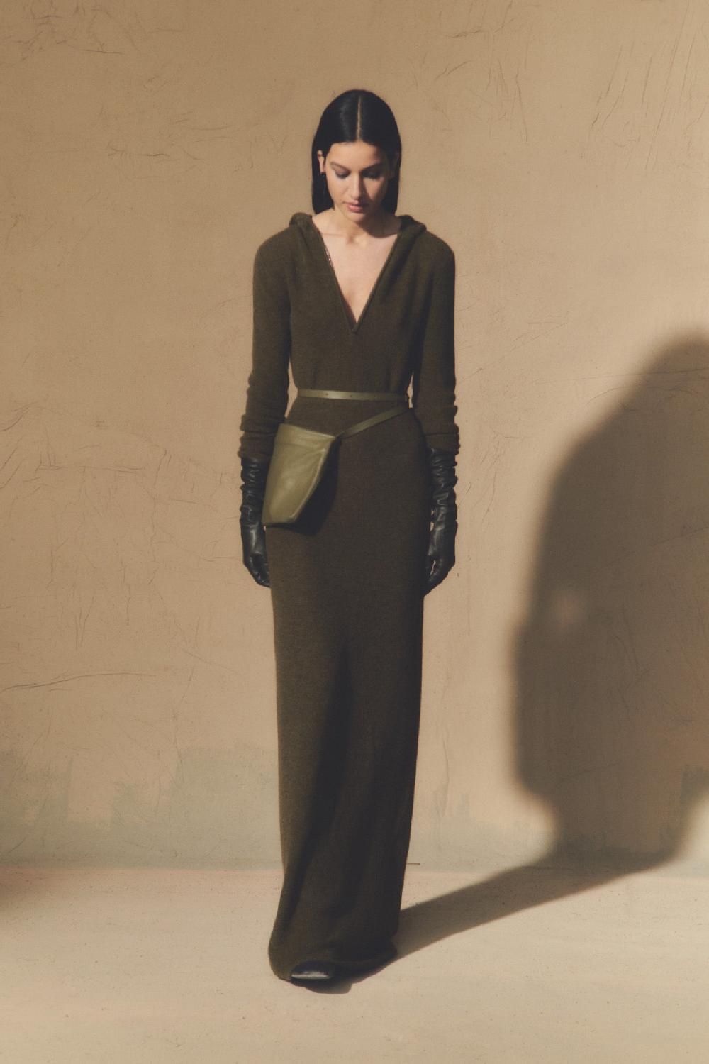 Cortana Elmer Vestido En Baby Alpaca Y Lana Merino Kaki