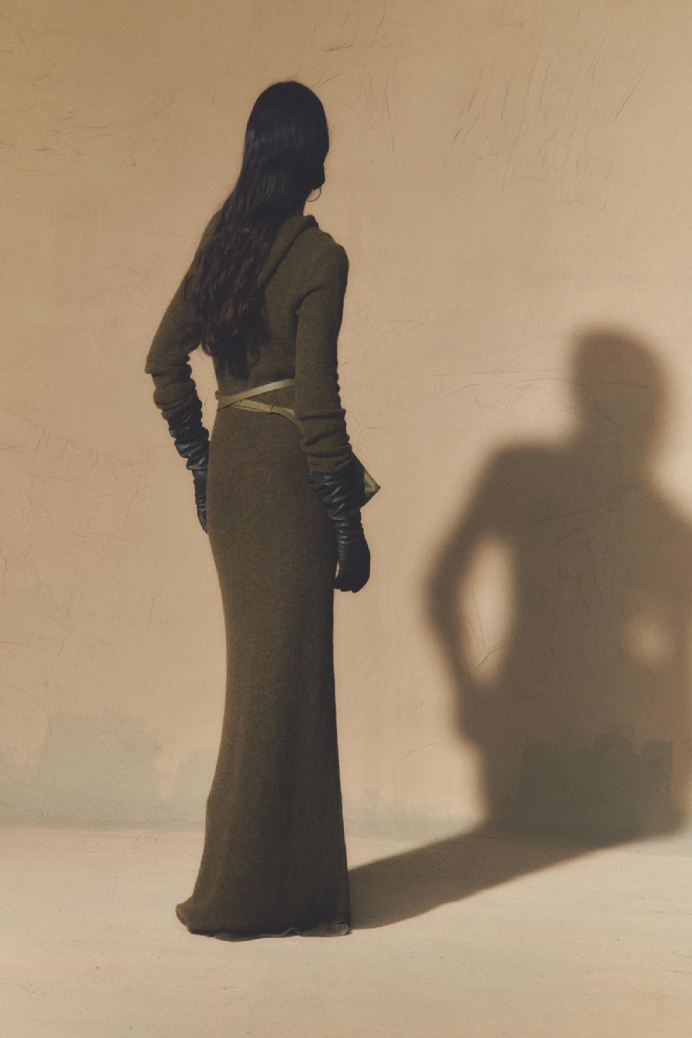 Cortana Elmer Vestido En Baby Alpaca Y Lana Merino Kaki