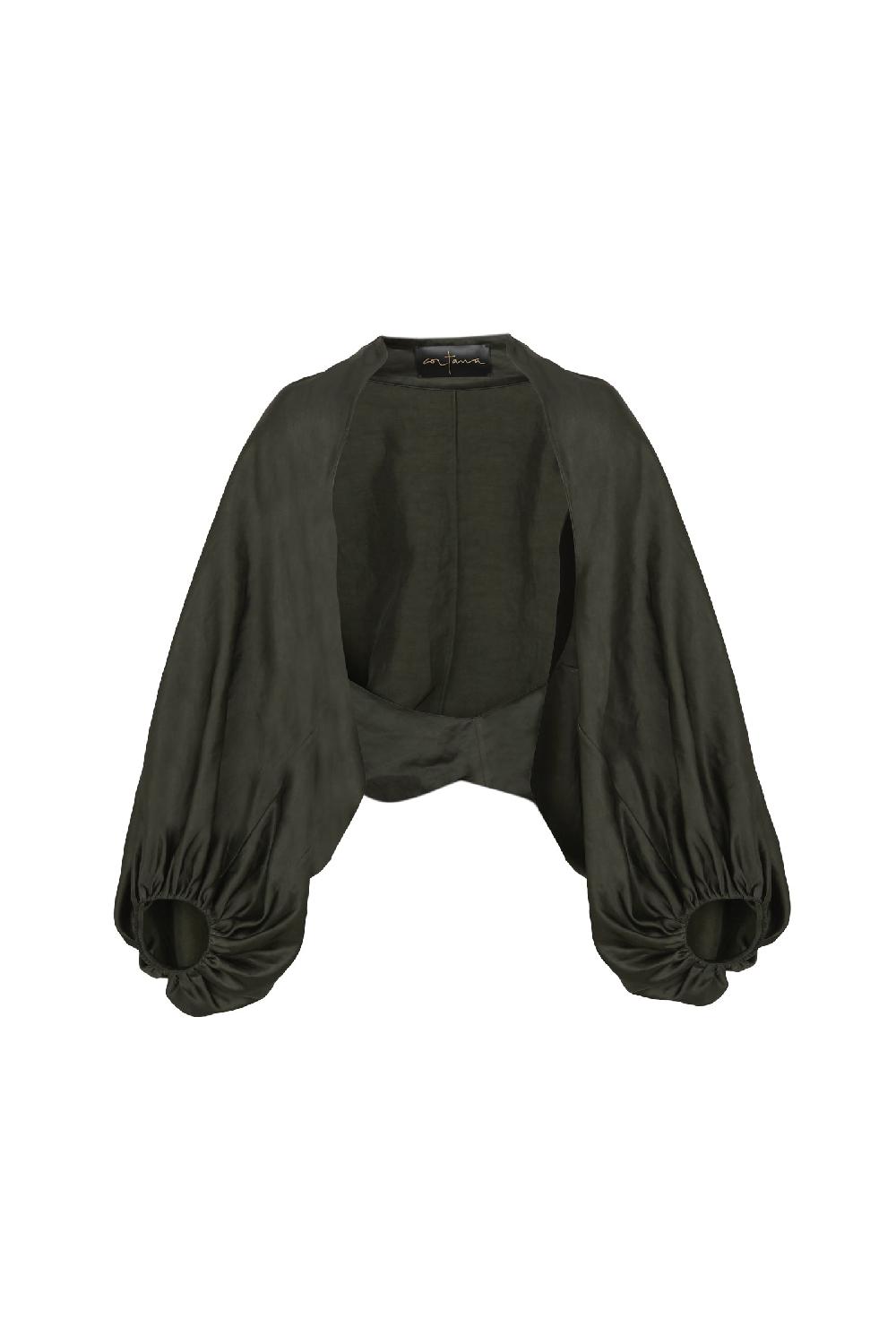 Cortana Glory chaqueta corta en lino y viscosa grafito