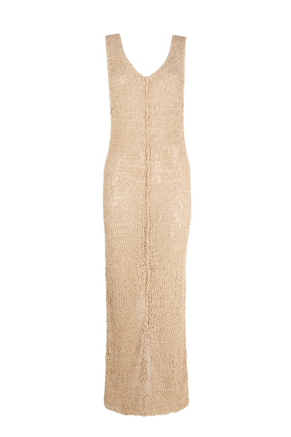 Cortana Hanami vestido largo de punto de algodon beige