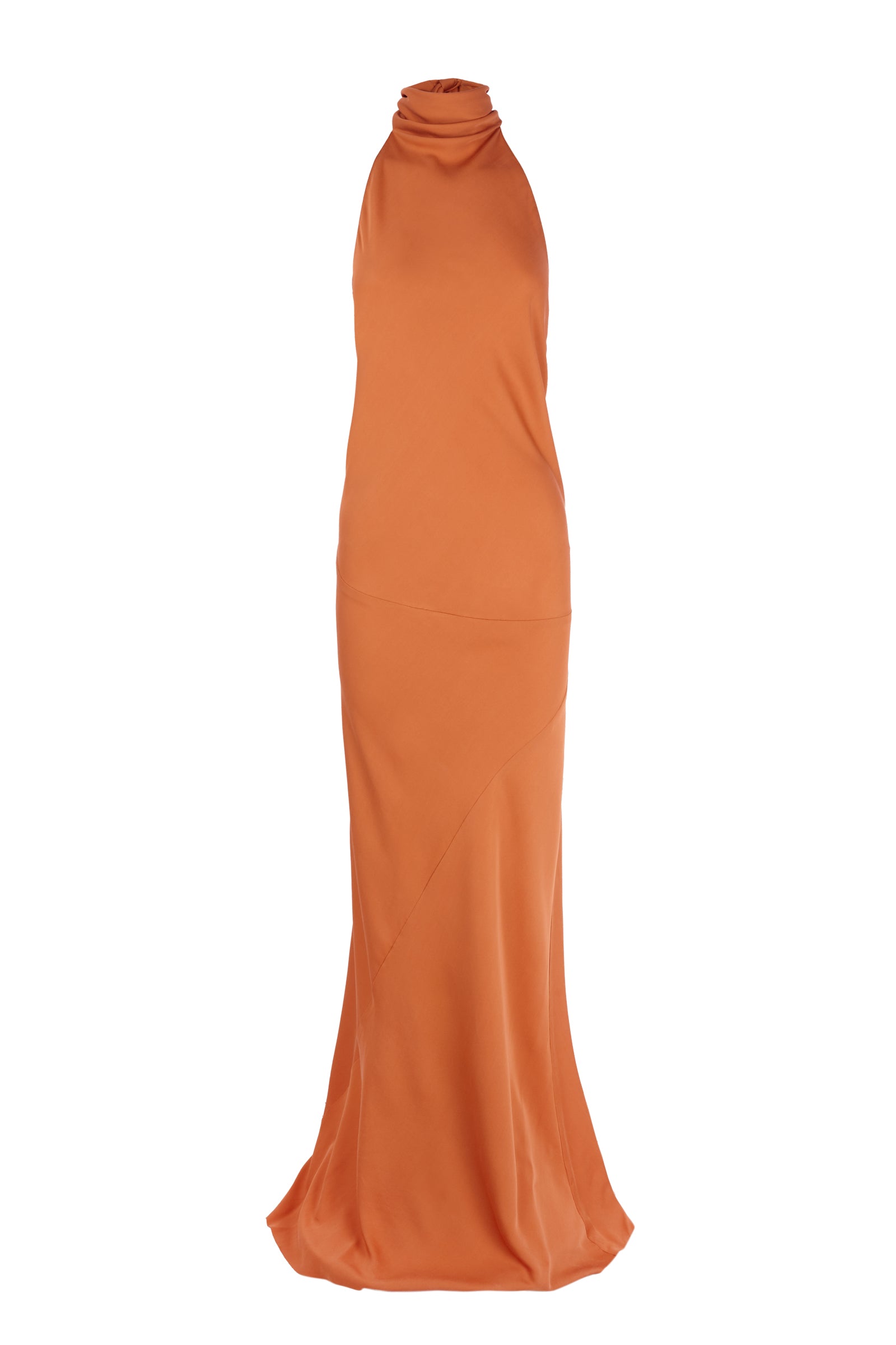 Cortana Irena vestido halter de crepe de seda naranja
