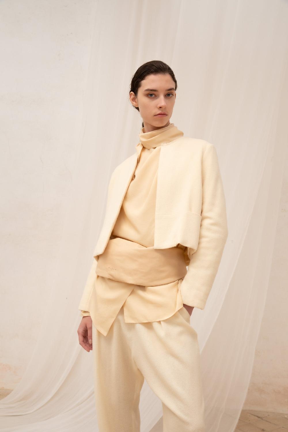 Cortana Jackie Chaqueta Corta En Lana De Yak Marfil