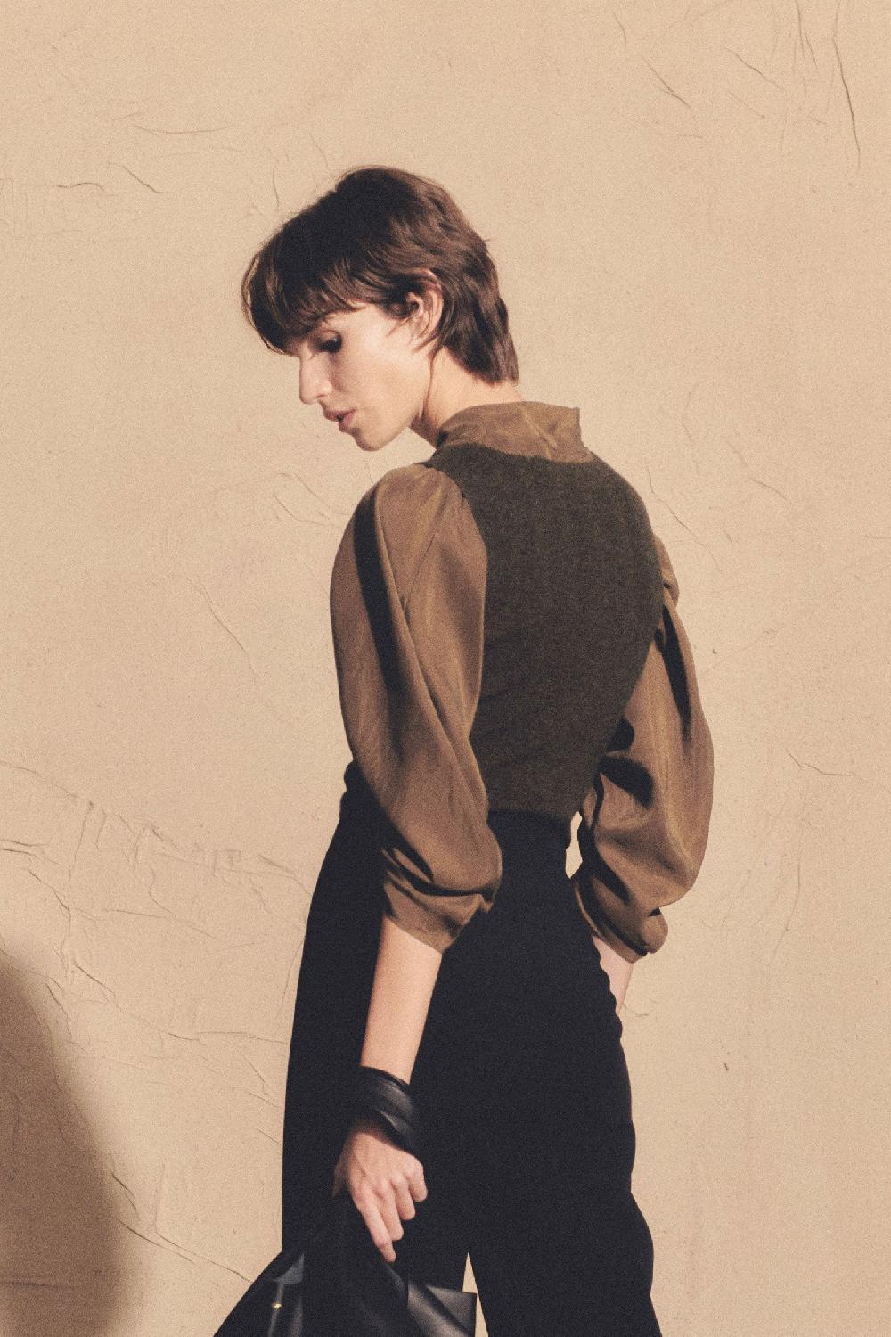 Cortana Kai Top De Punto De Cachemir Marrón Melange