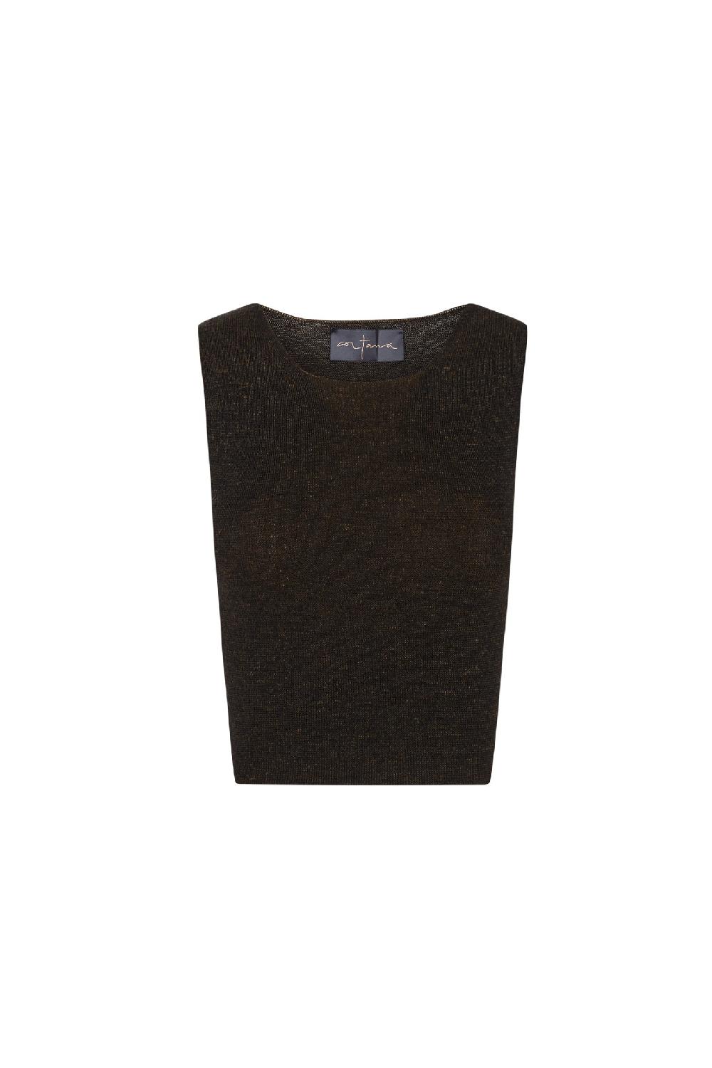Cortana Kai top de punto de cachemir marrón melange