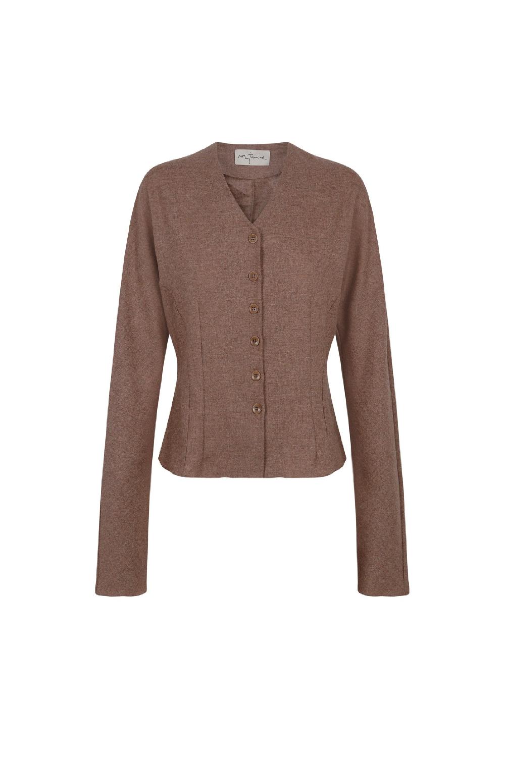 Cortana Lanna chaqueta en lana virgen y cachemir cappuccino