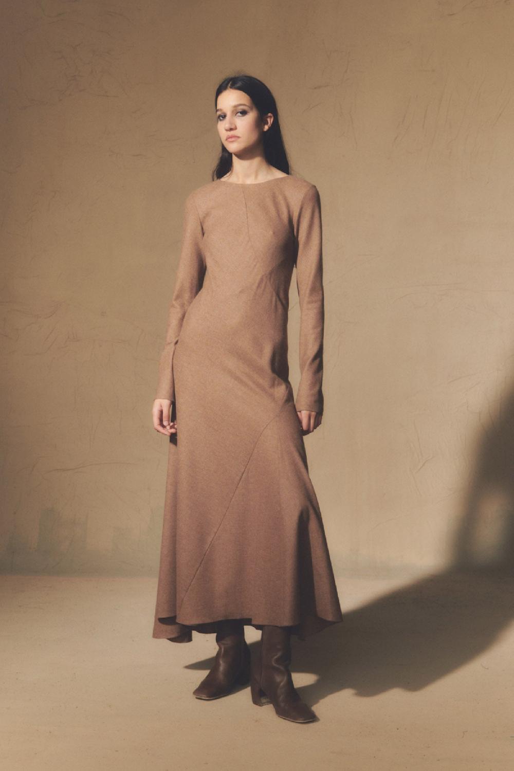 Cortana Lanna Vestido En Lana Virgen Y Cachemir Cappuccino