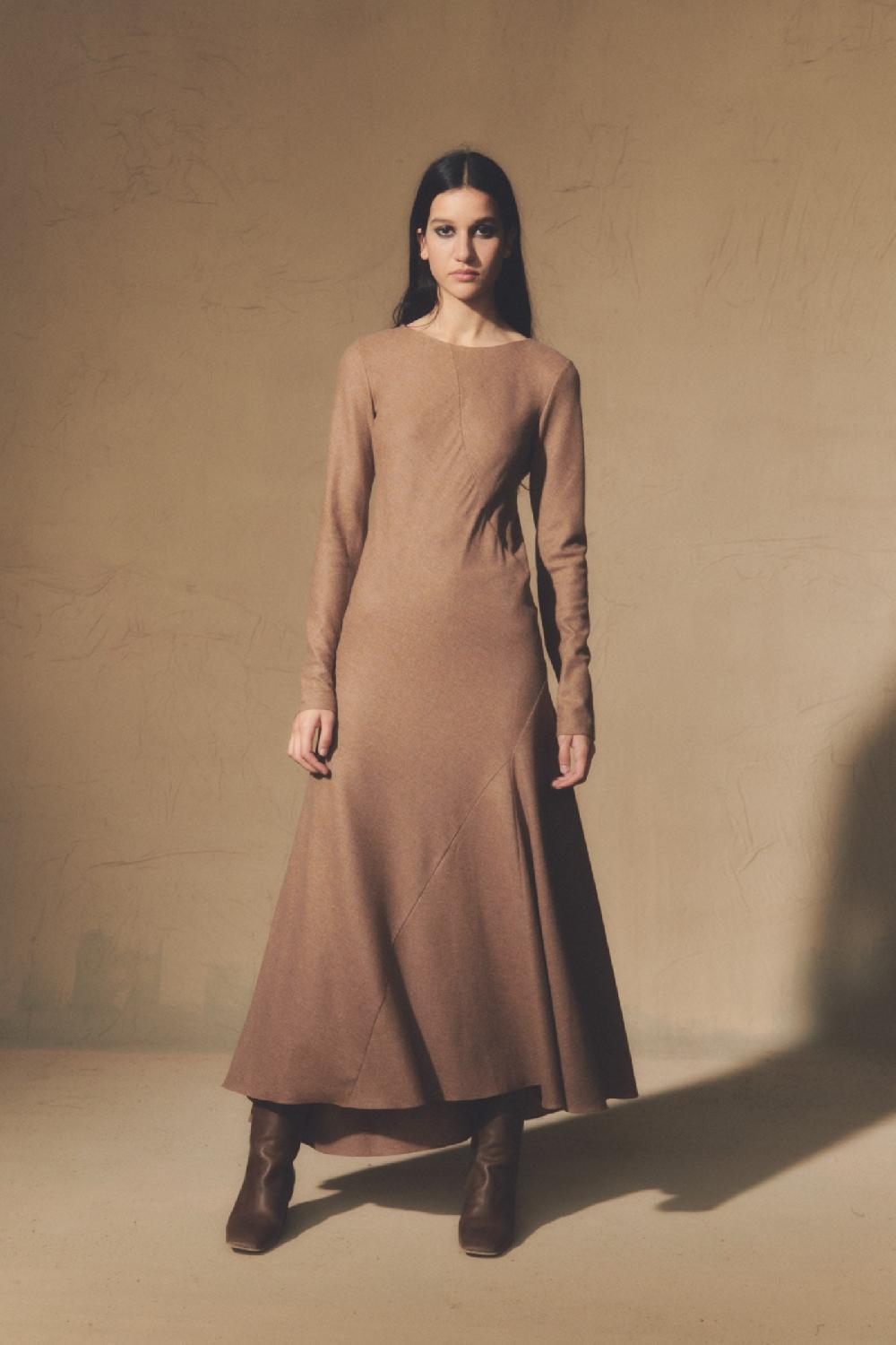 Cortana Lanna Vestido En Lana Virgen Y Cachemir Cappuccino