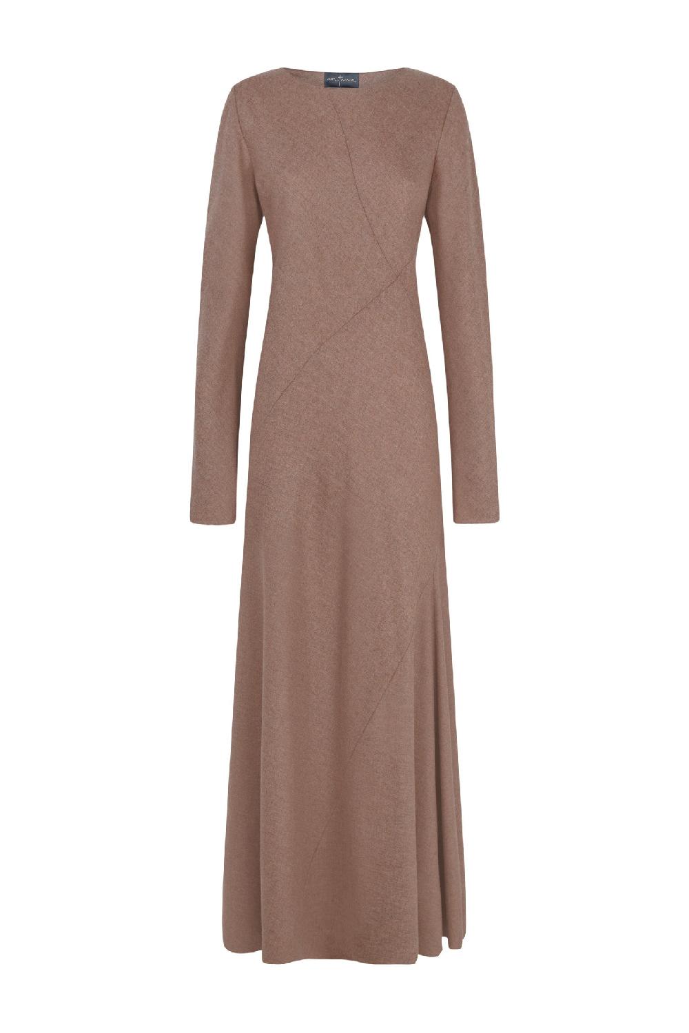 Cortana Lanna vestido en lana virgen y cachemir cappuccino