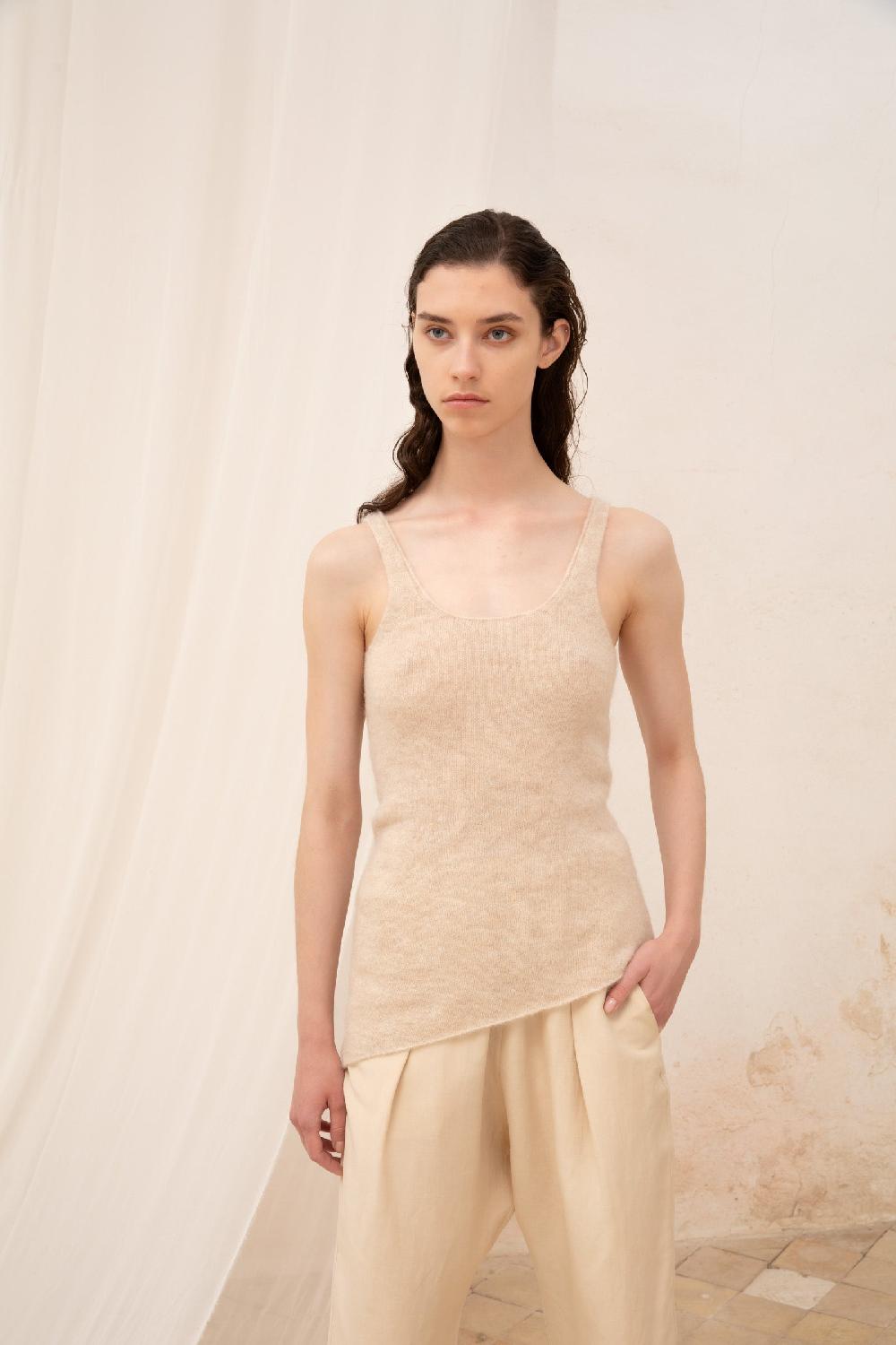 Cortana Lena Top De Alpaca Lana Merino Y Seda Crudo