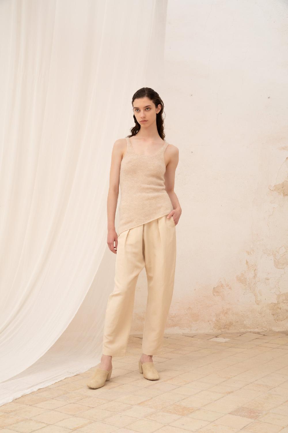 Cortana Lena Top De Alpaca Lana Merino Y Seda Crudo