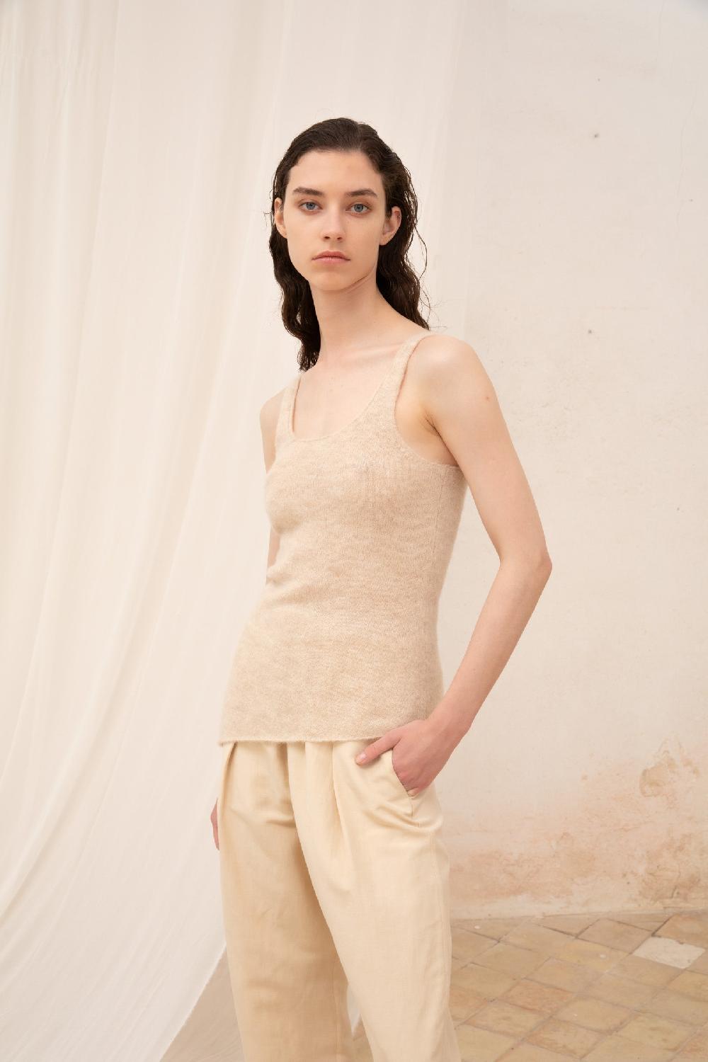 Cortana Lena Top De Alpaca Lana Merino Y Seda Crudo